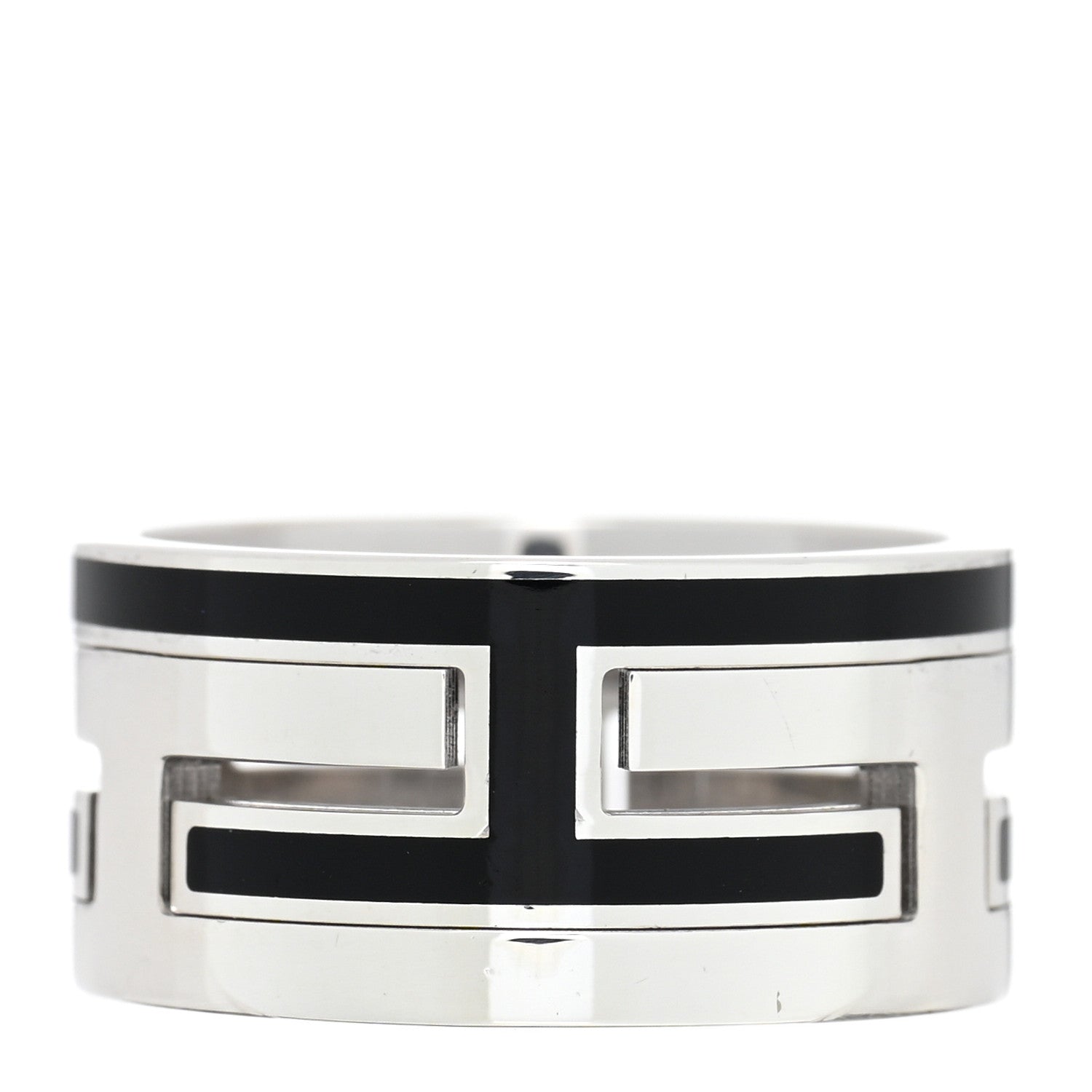 Hermes Sterling Silver Enamel Move H Ring 53 6.25 Black 3 of 4