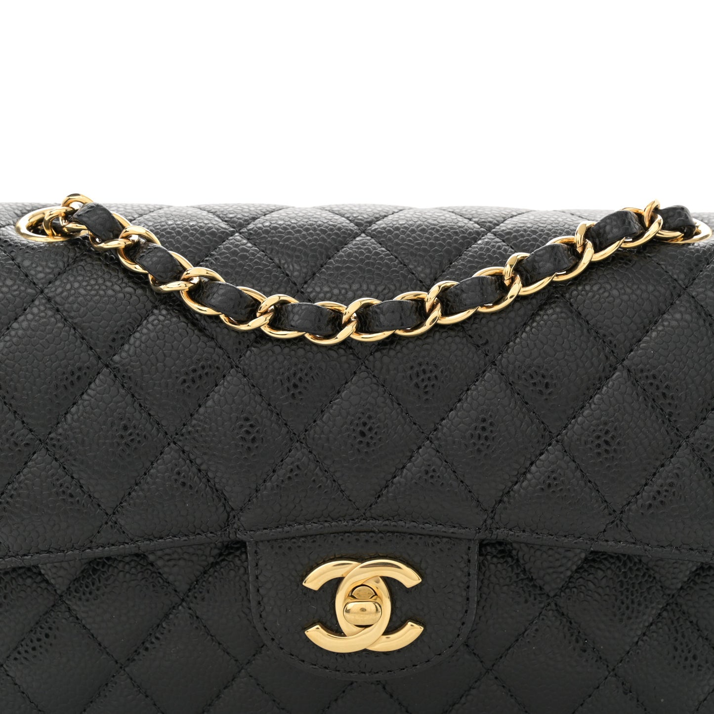 Caviar Quilted Small Double Flap Black