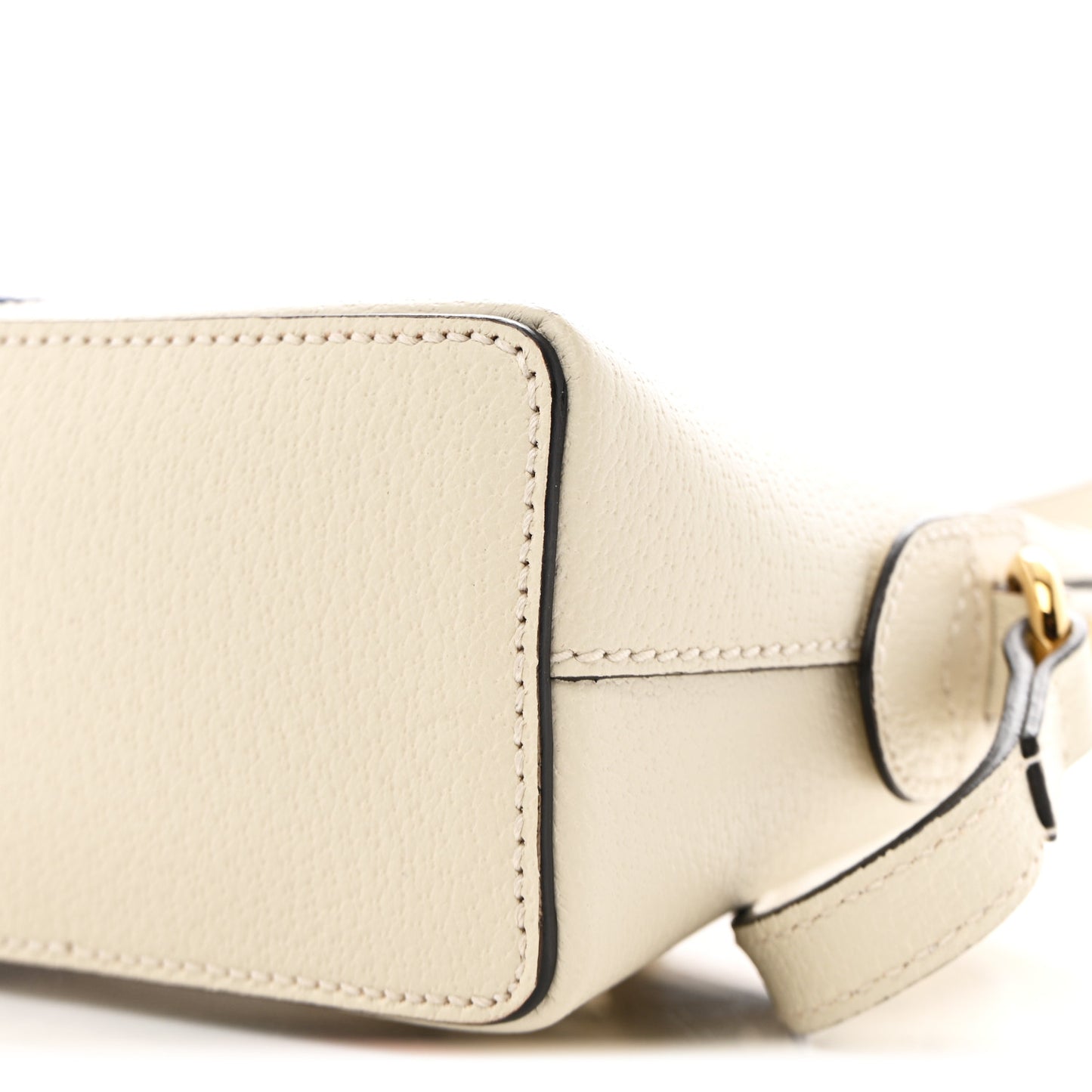 Textured Dollar Calfskin Web Small Ophidia Dome Shoulder Bag Mystic White