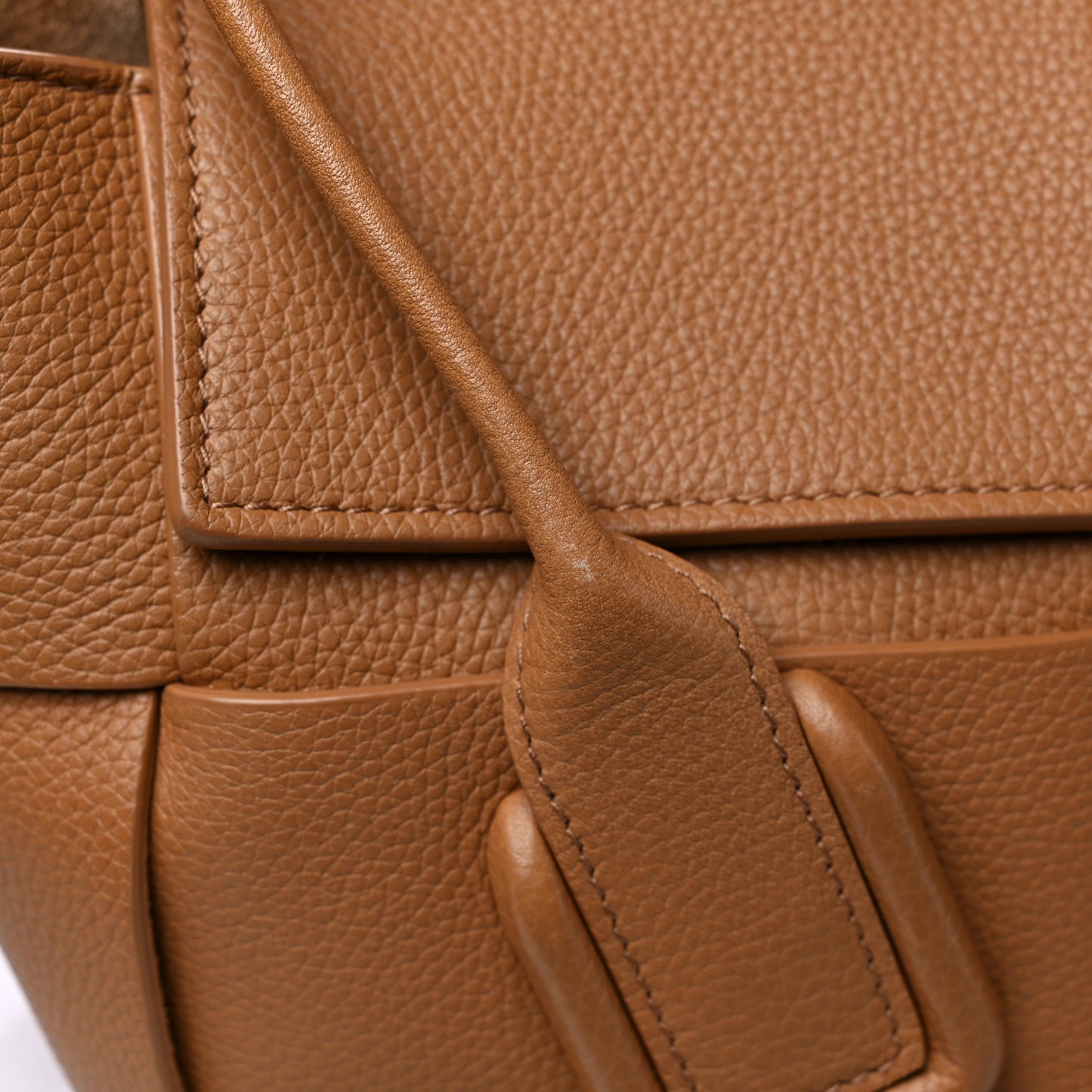 Grained Calfskin Maxi Intrecciato Mini Arco Caramel
