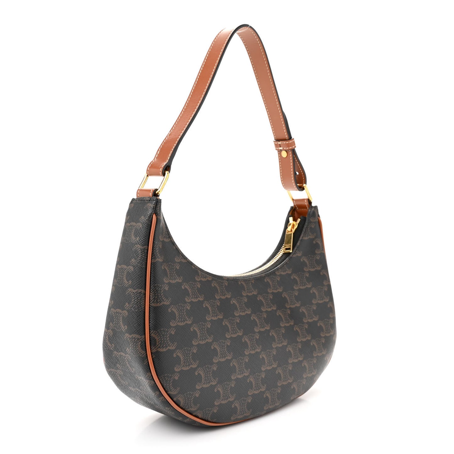 Triomphe Canvas Calfskin Ava Shoulder Bag Tan