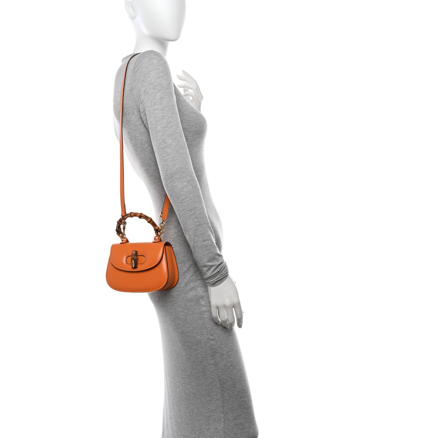 Boarded Dyana Lux Calfskin Web Mini Bamboo 1947 Top Handle Bag Marigold Yellow