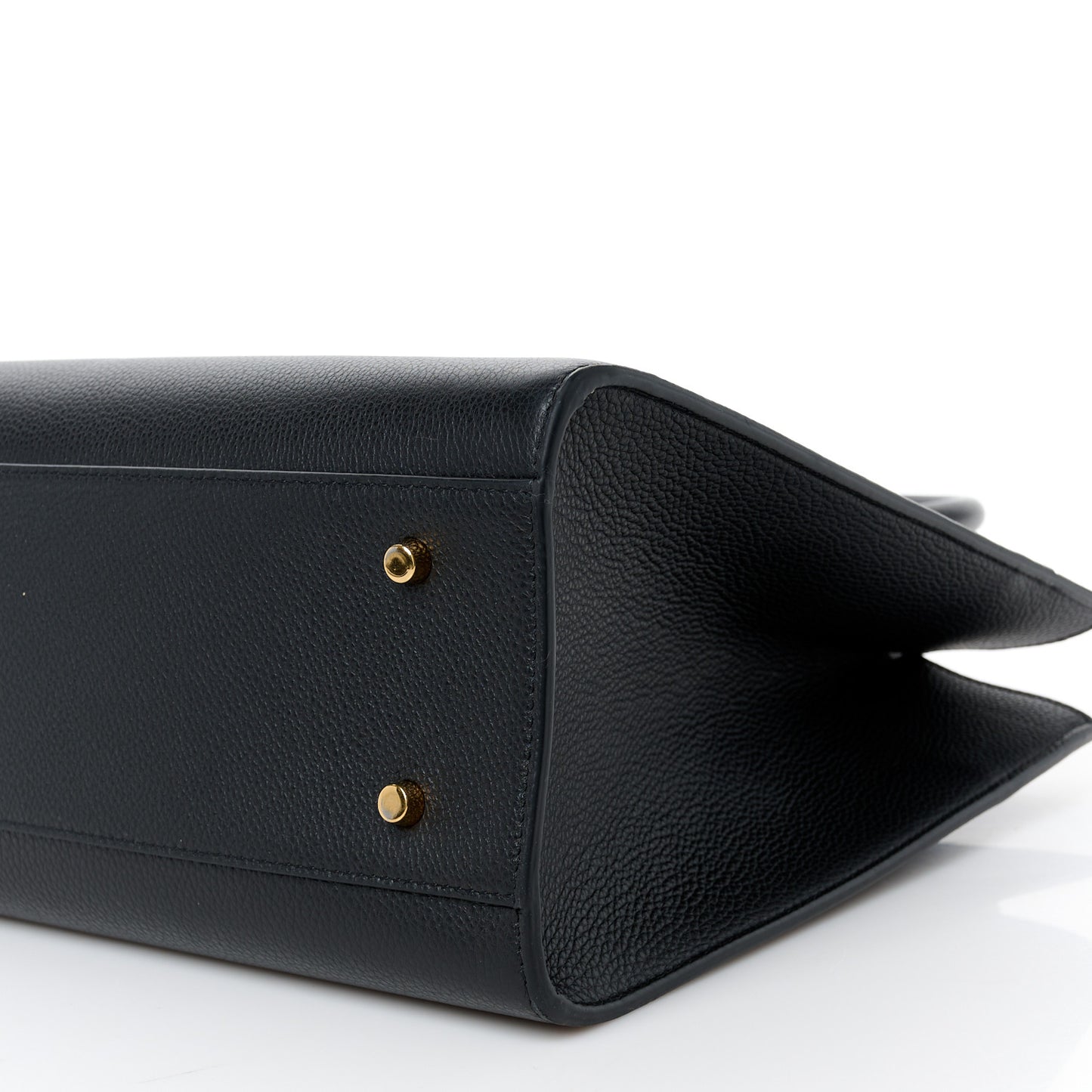 Grained Calfskin Large Virtus Top Handle Shoulder Bag Black
