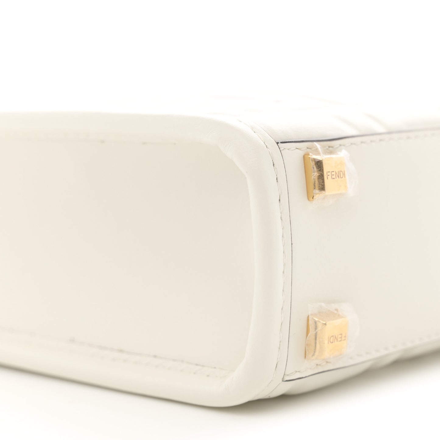 Vitello Plexiglass FF Embossed Mini Fendi Sunshine Shopper Tote White
