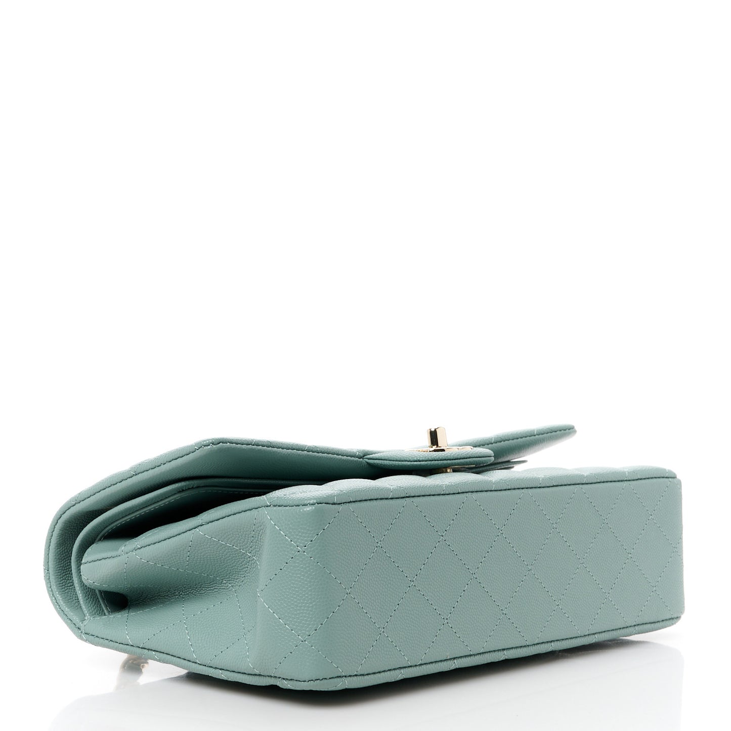Caviar Quilted Medium Double Flap Dark Green