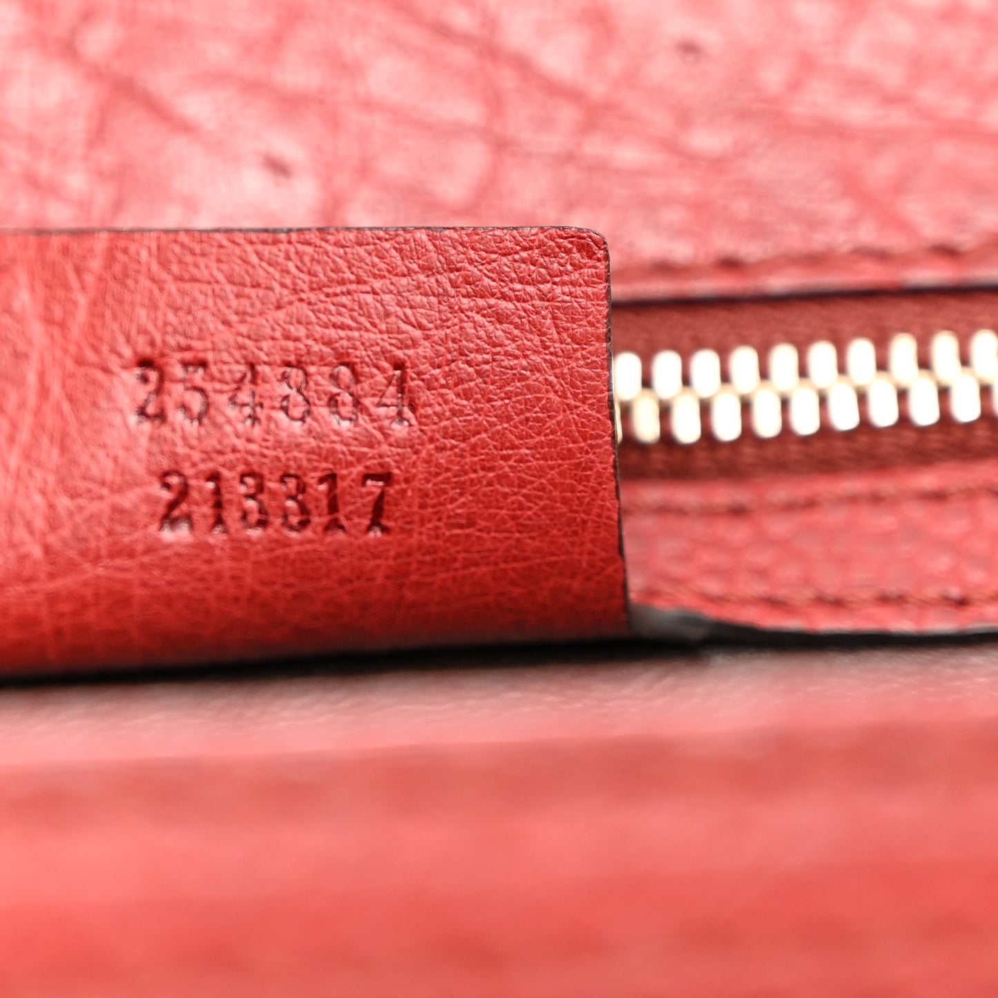 Ostrich Medium New Bamboo Top Handle Bag Red