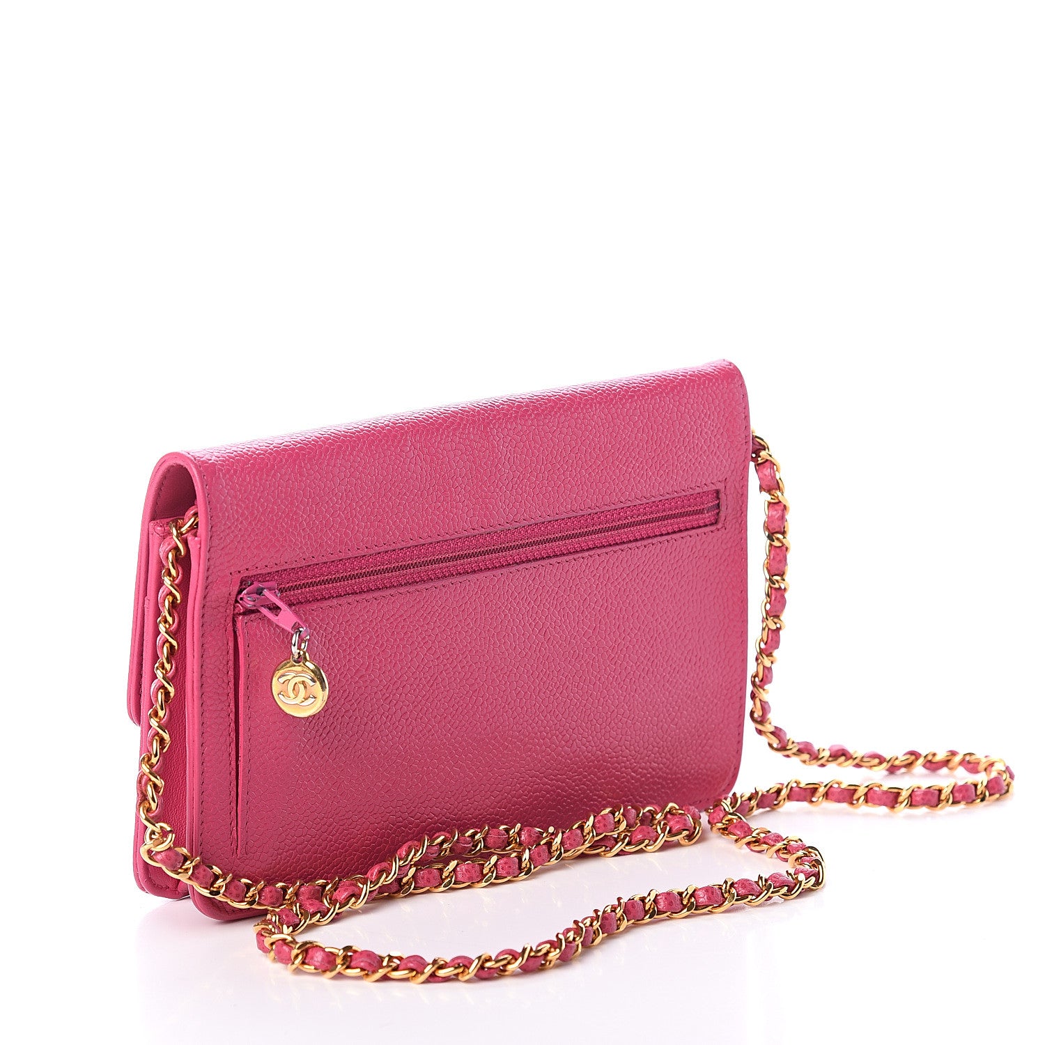 Chanel Caviar Timeless CC Wallet On Chain WOC Pink 2 of 9