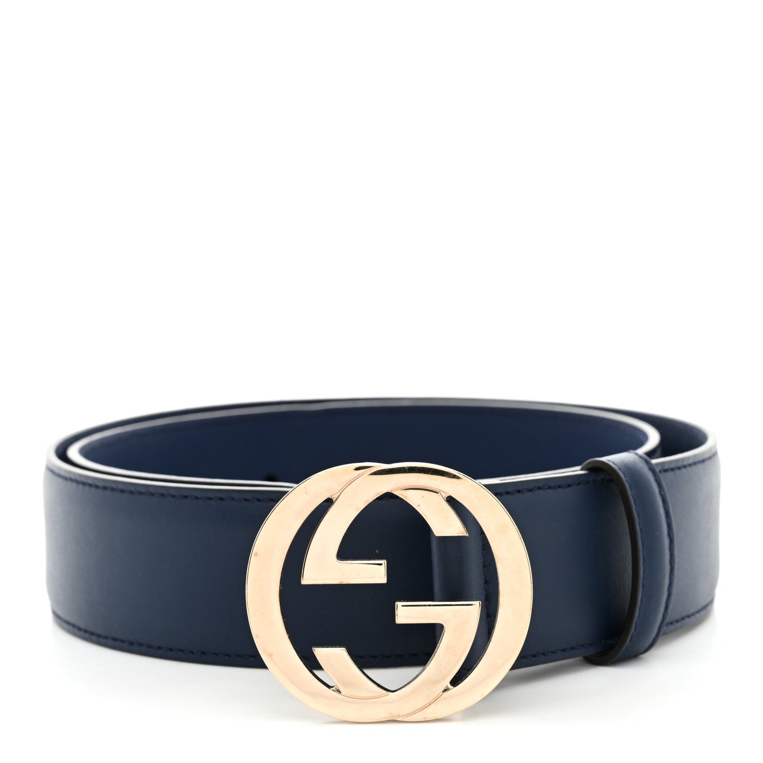 Gucci Moon Calfskin Interlocking G 37mm Belt 75 30 Cobalt Blue