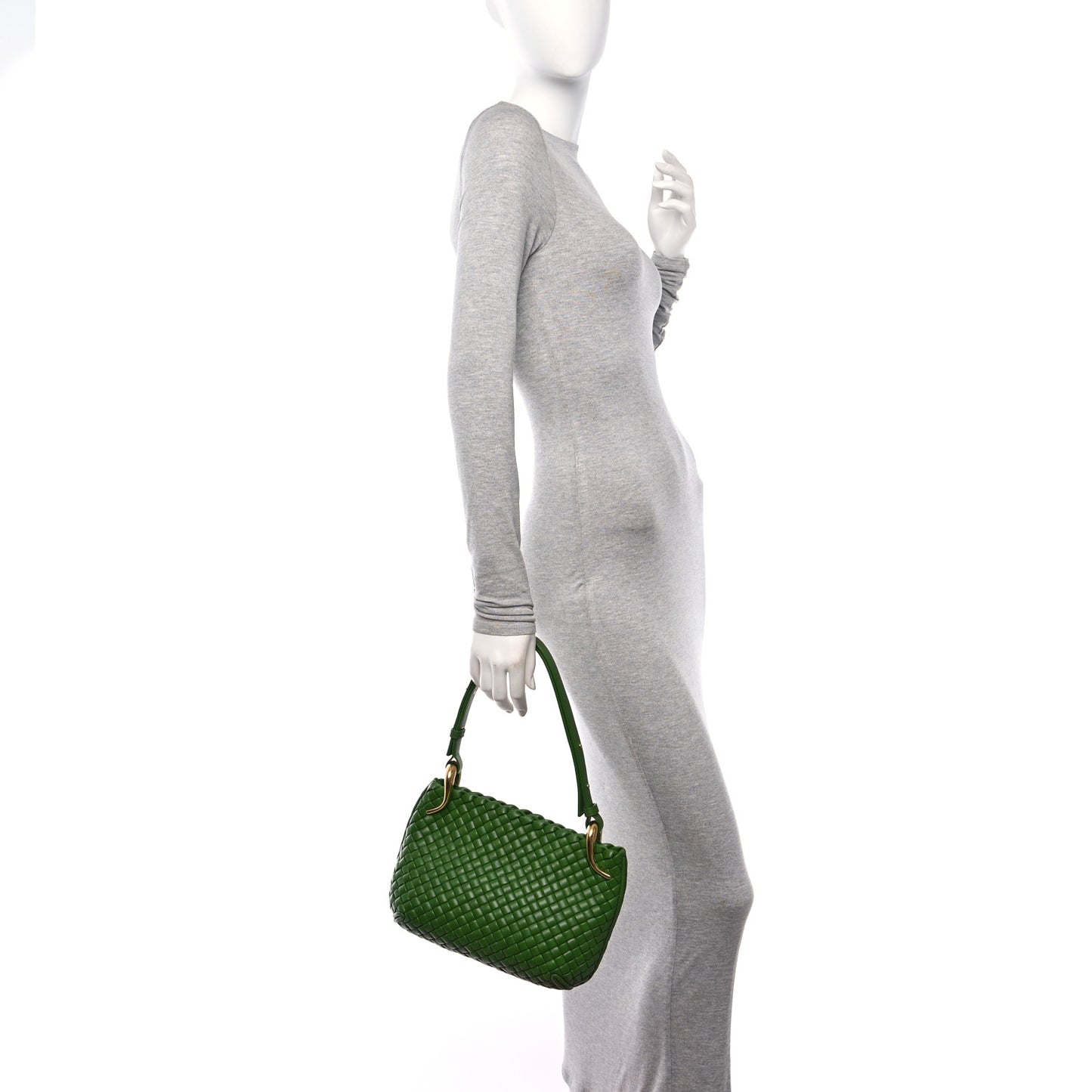 Nappa Intrecciato Small Clicker Shoulder Bag Avocado