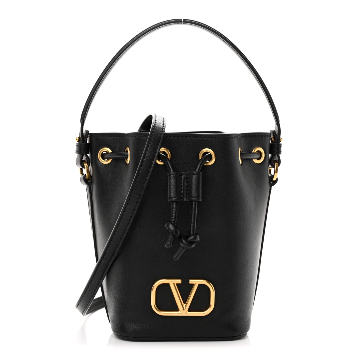 Nappa Mini VLogo Signature Bucket Bag Black