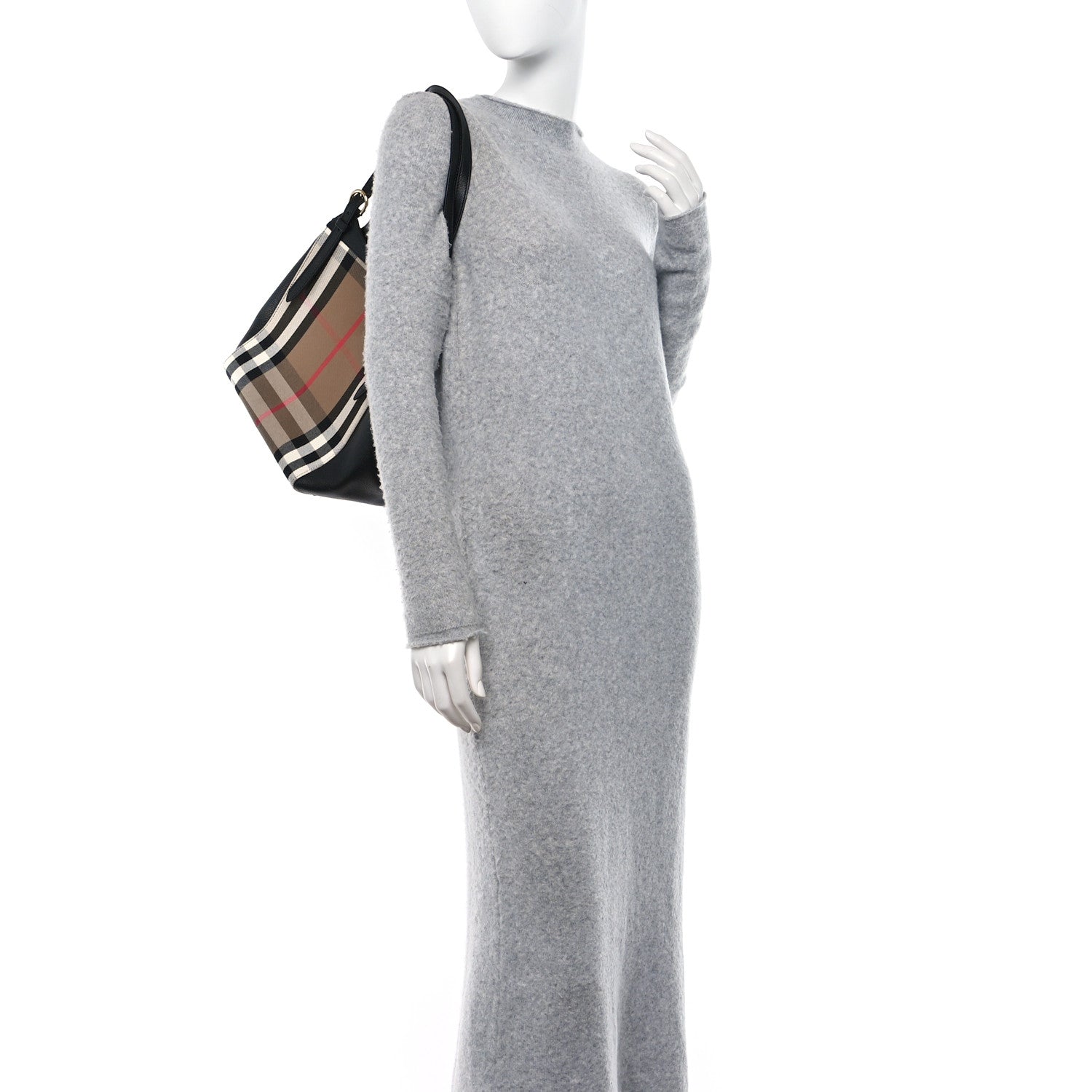 Burberry Grainy Calfskin House Check Small Canterbury Tote Black 2 of 9