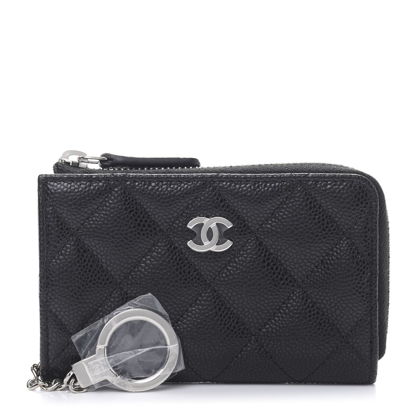 Caviar Quilted Key Holder Case Black
