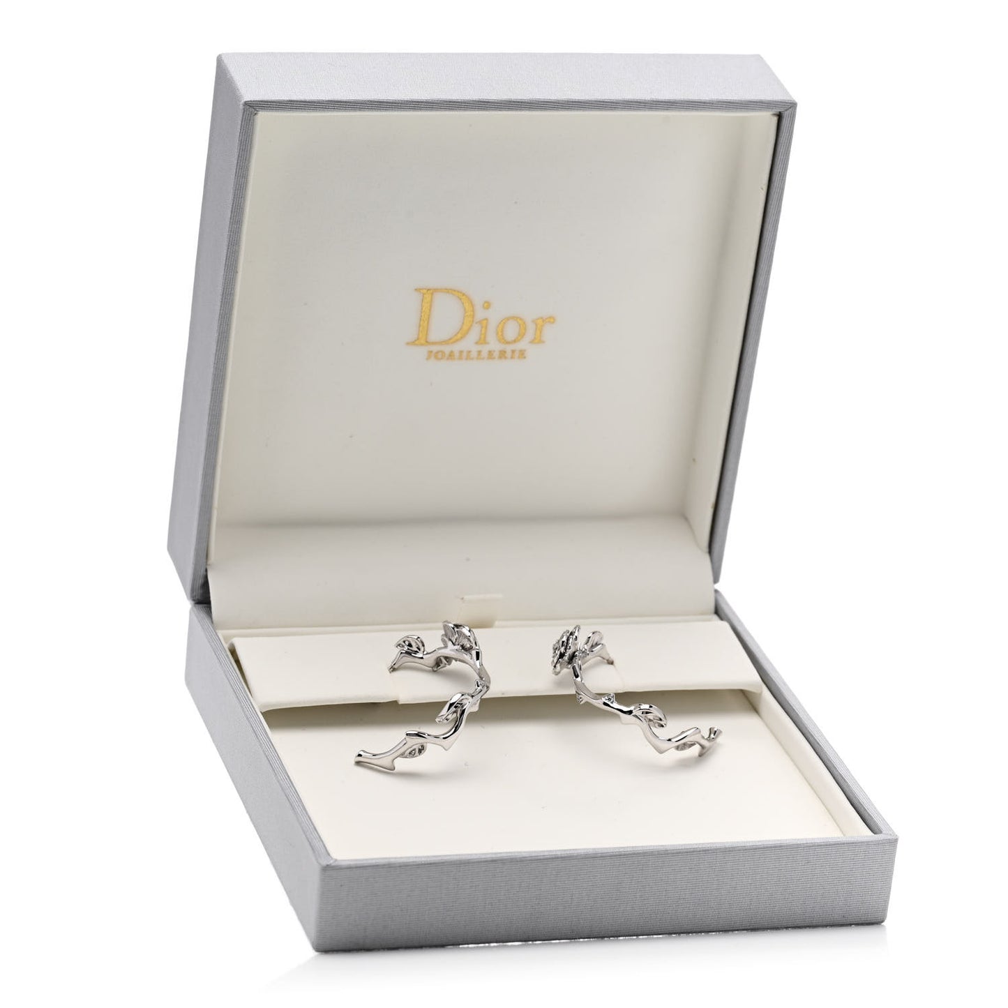 18K White Gold Diamond Rose Bagatelle Hoop Earrings