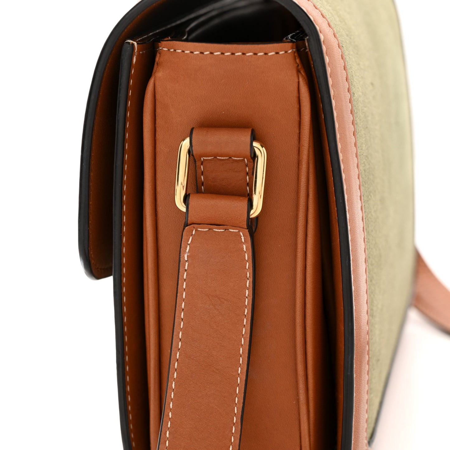 Textile Natural Calfskin Medium Triomphe Bag Green