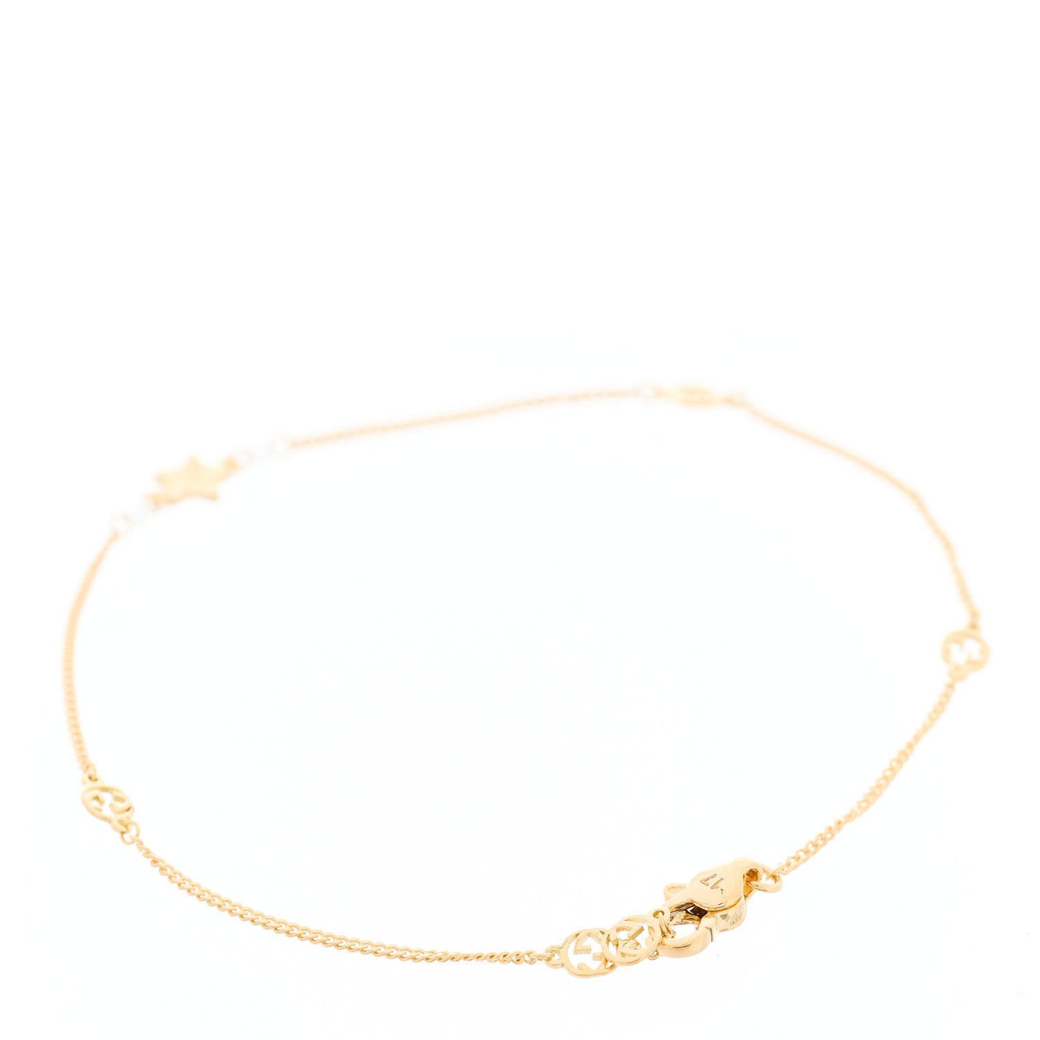 Gucci 18K Yellow Gold Diamond Star GG Station Bracelet 2 of 5