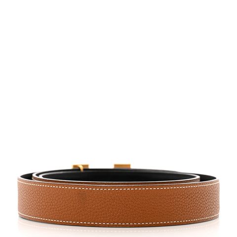 Togo Box 32mm Striee H Belt 105 42 Gold Black