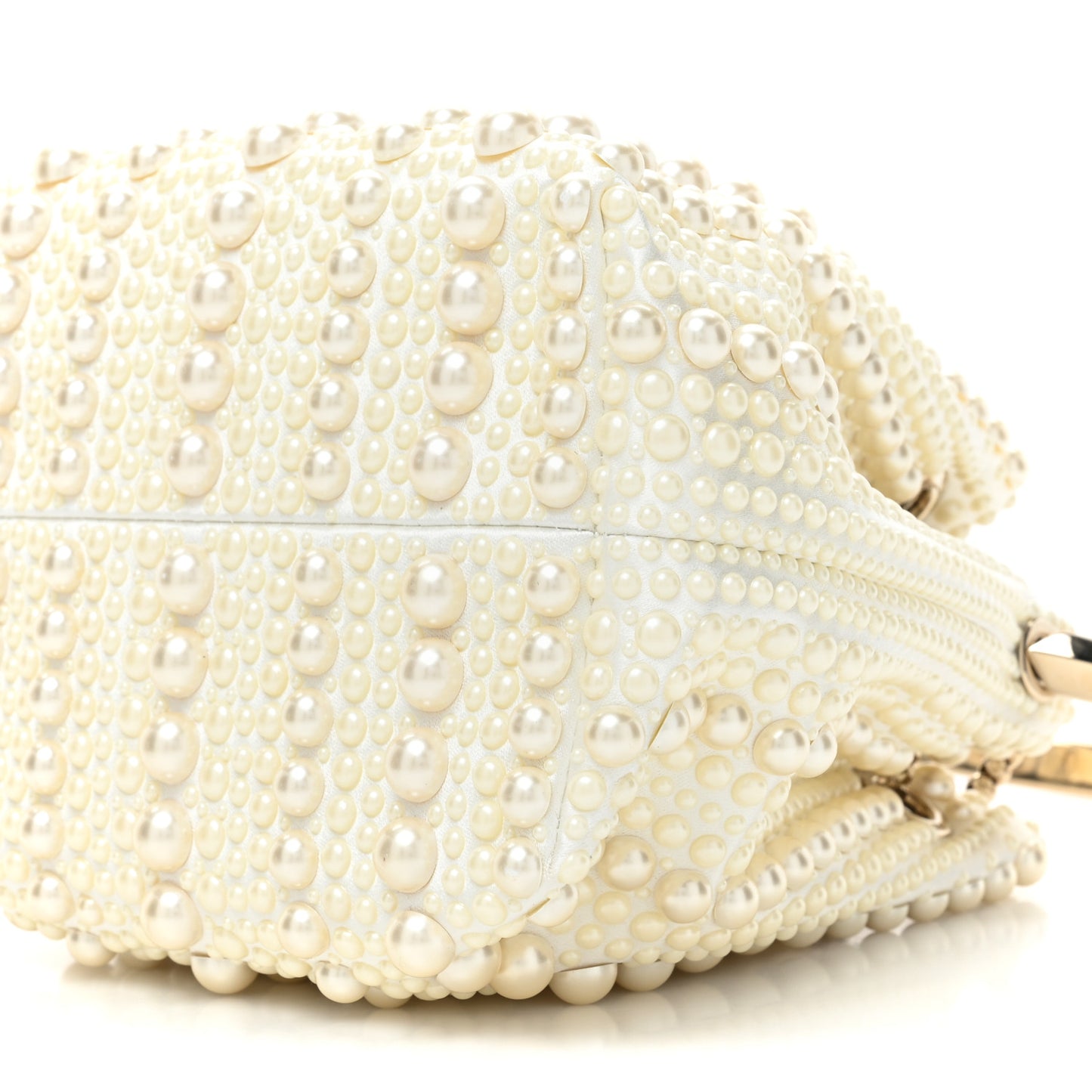 Satin Pearl Embellished Bon Bon Bag Ivory