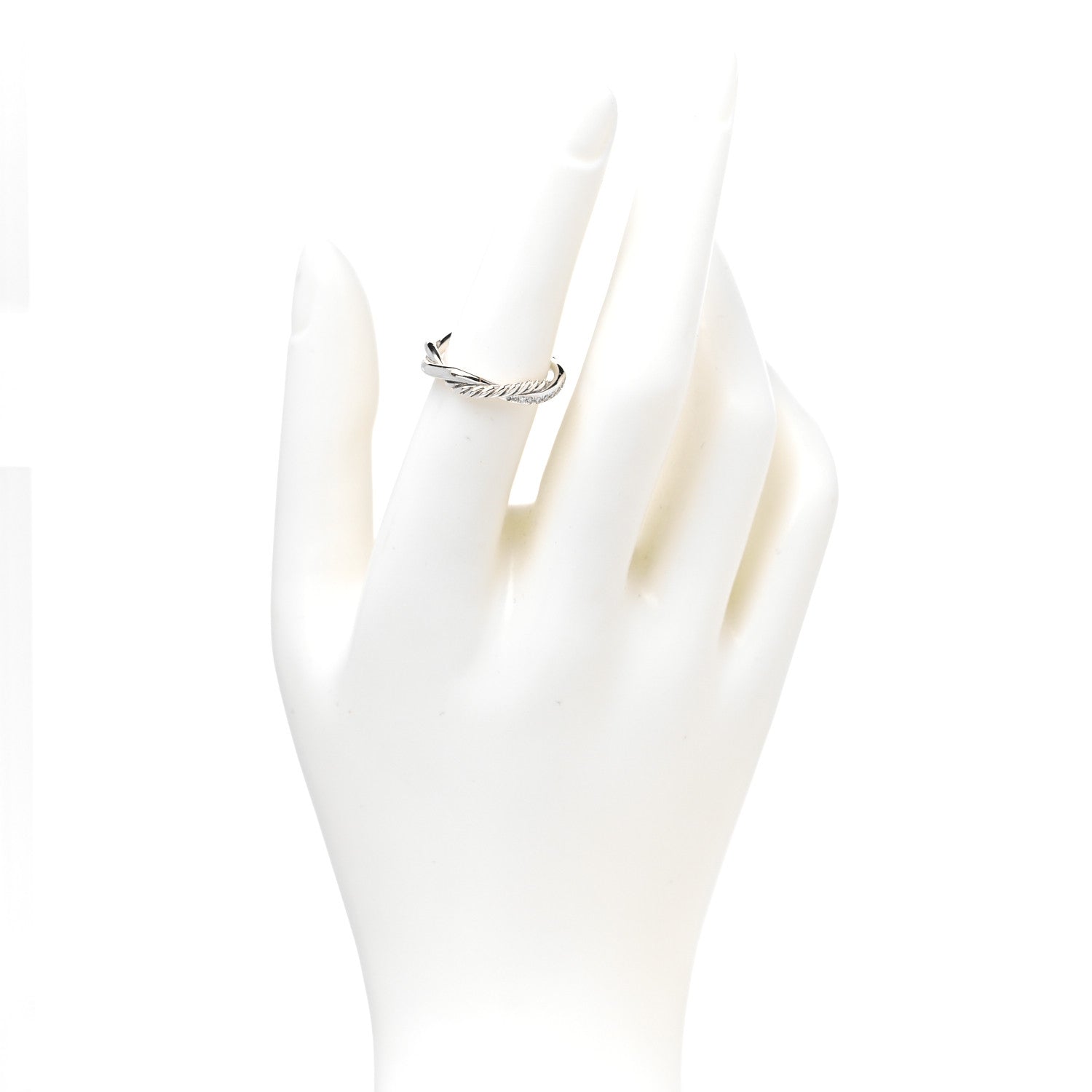 David Yurman Sterling Silver Diamond Petite Infinity Twist Ring 52 6 2 of 5