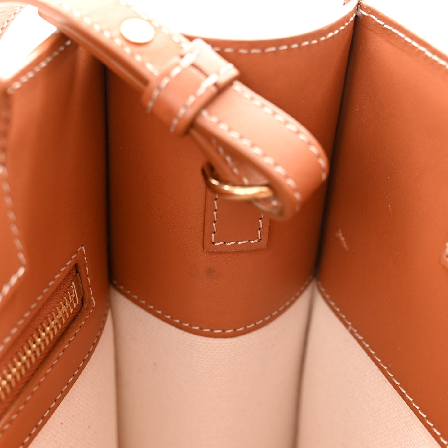 Canvas Calfskin Logo Print Small Vertical Cabas Natural Tan