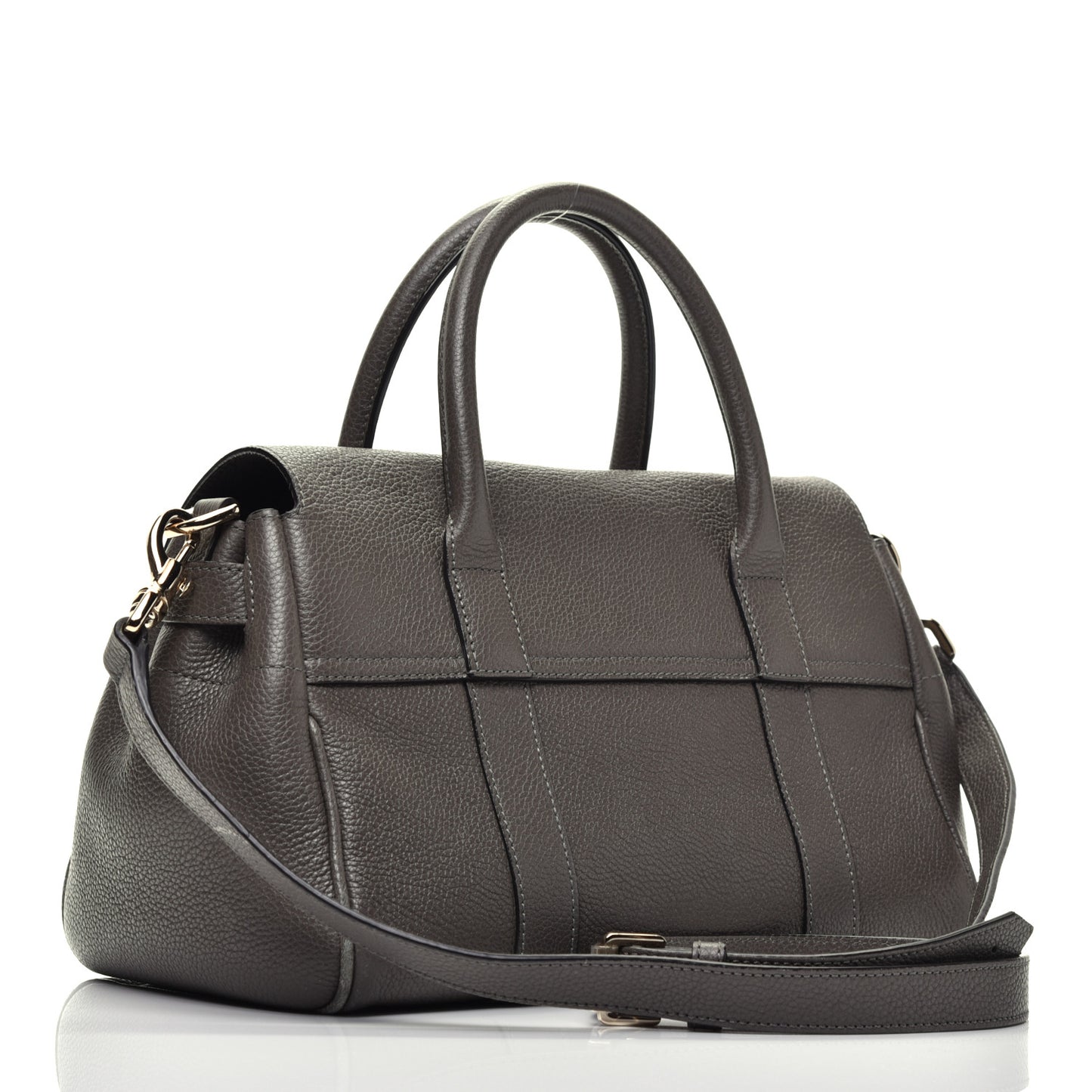 Classic Grain Calfskin Small Bayswater Satchel Dark Grey