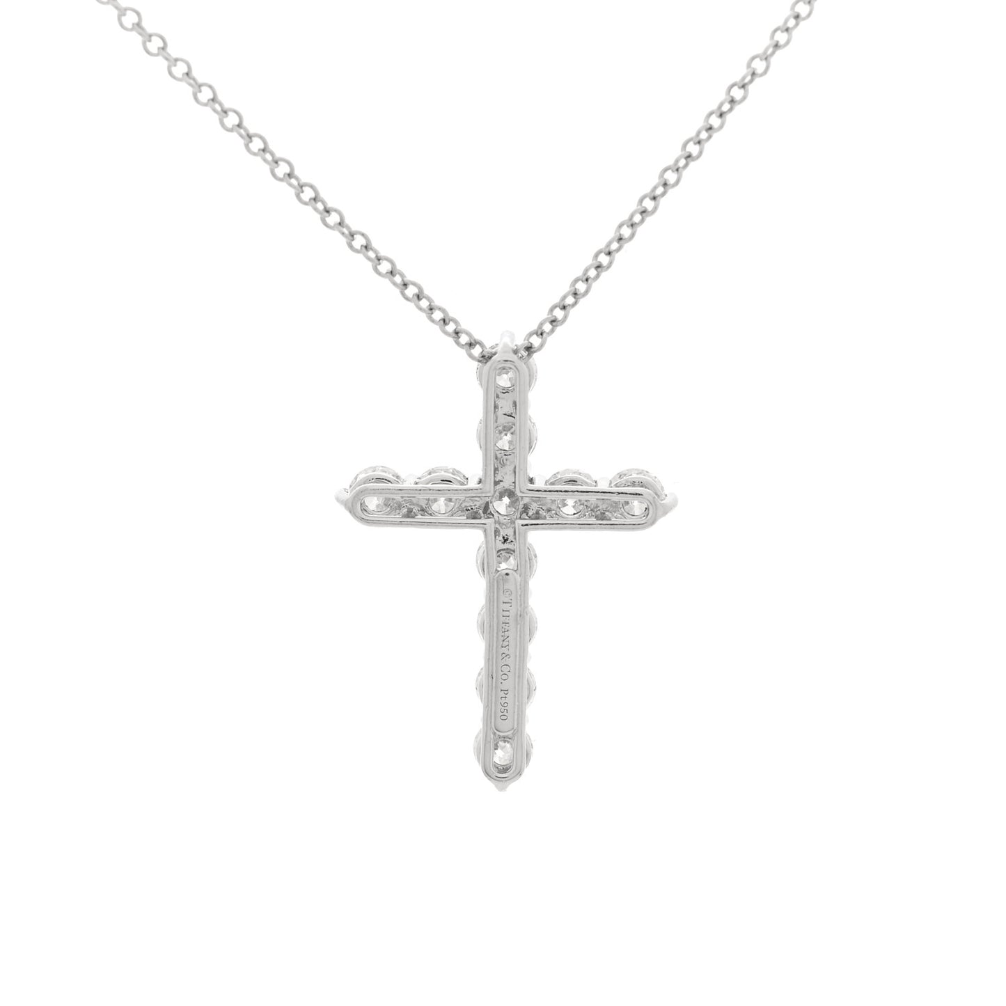Platinum Diamond Medium Cross Pendant Necklace