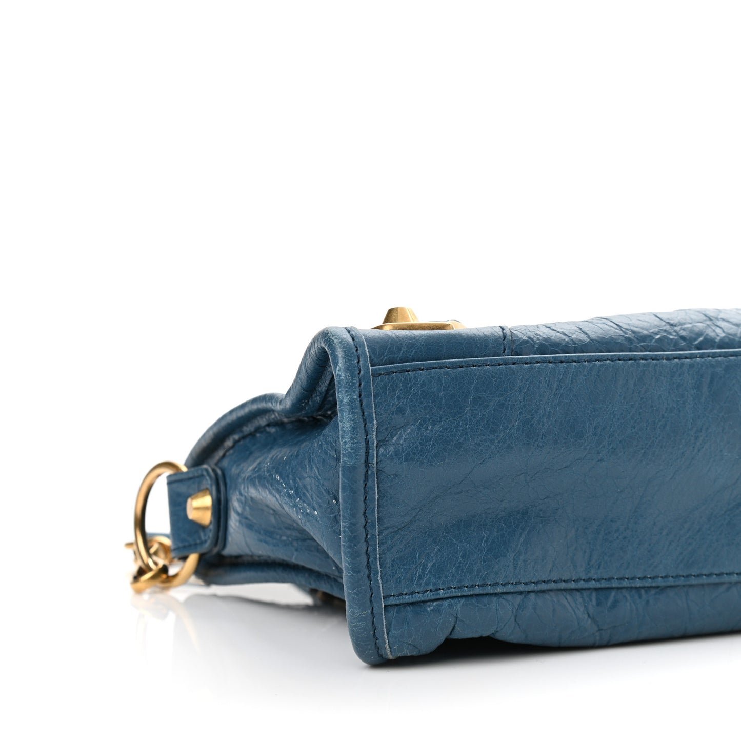 Chevre Gold Metallic Edge Hardware Mini City Blue Profond