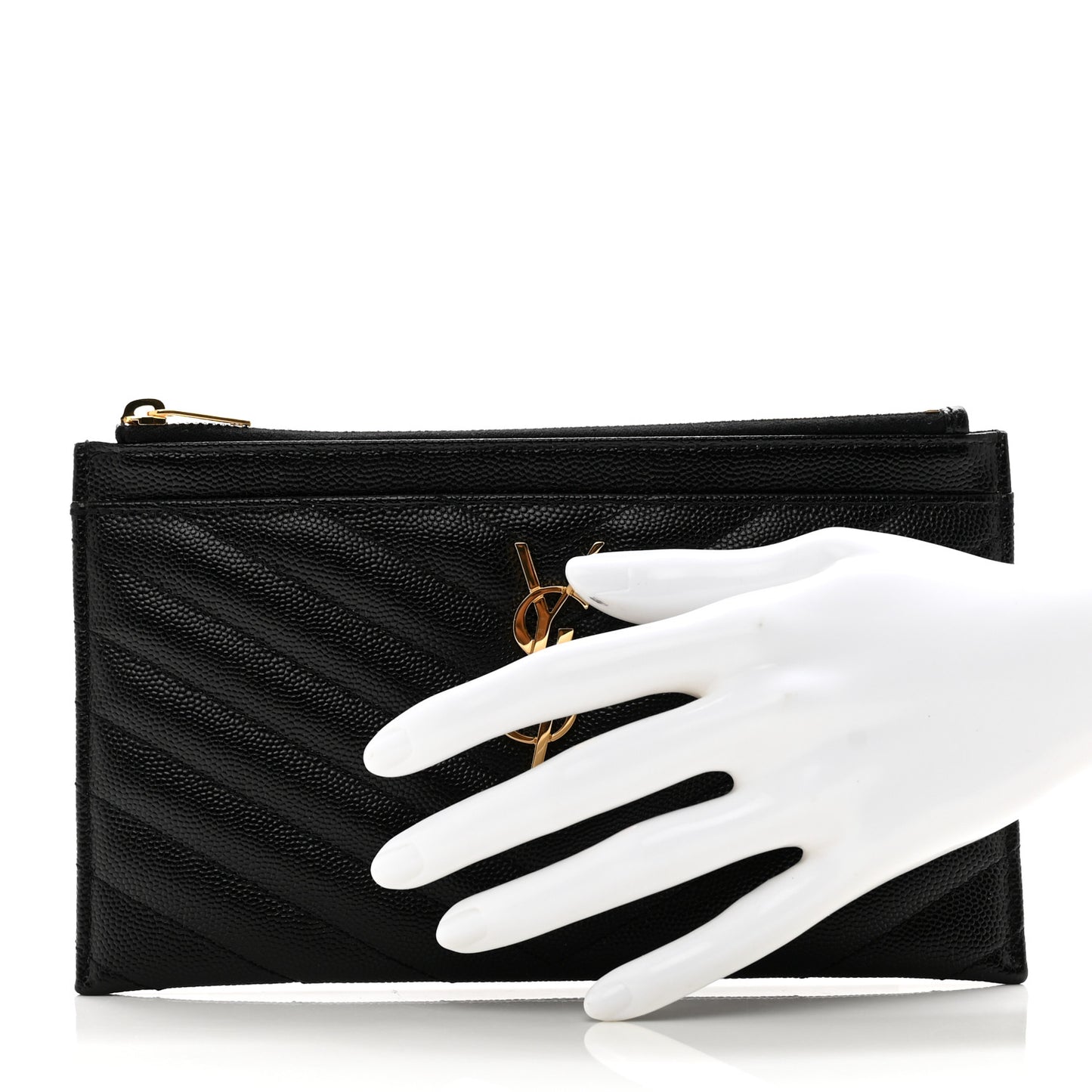 Grain De Poudre Chevron Monogram Bill Pouch Black
