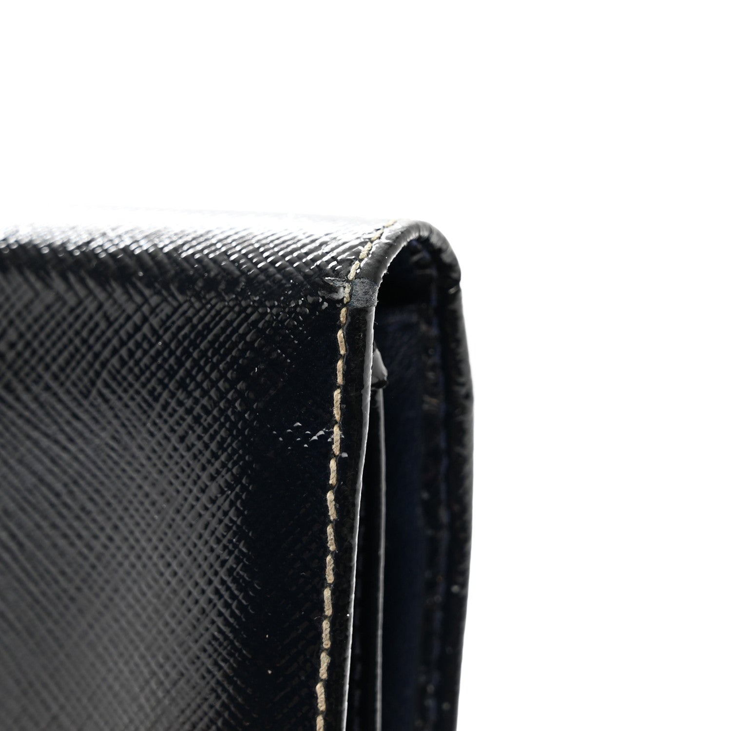 Prada Saffiano Vernice Tri-Fold Compact Wallet Navy Blue 8 of 12