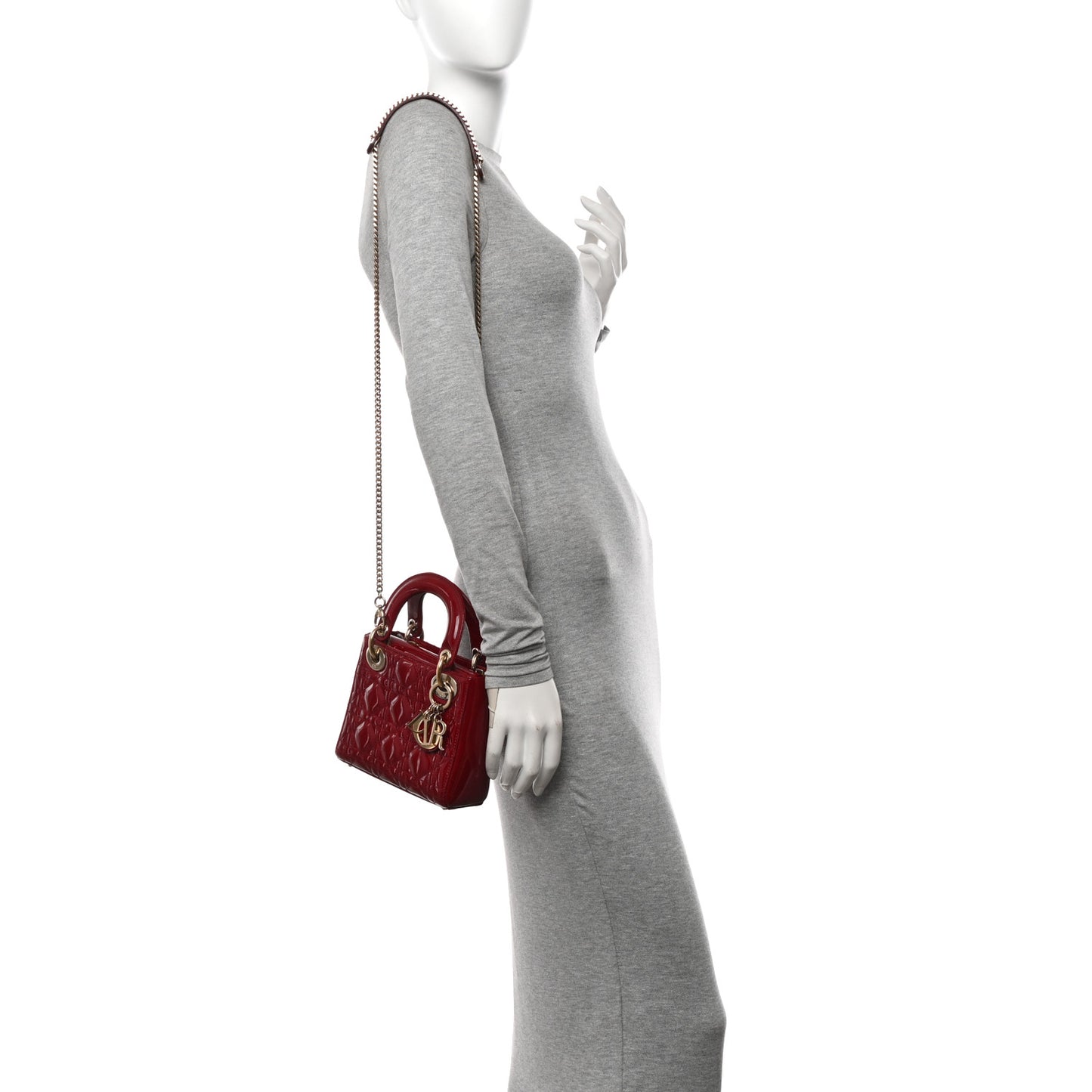 Patent Cannage Mini Lady Dior Red