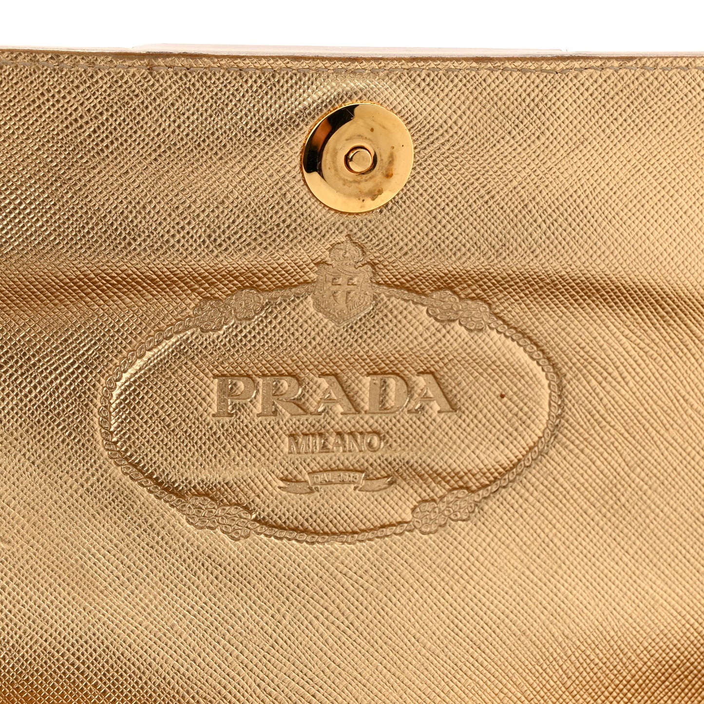 Metallic Saffiano Pushlock Flap Crossbody Bag Gold