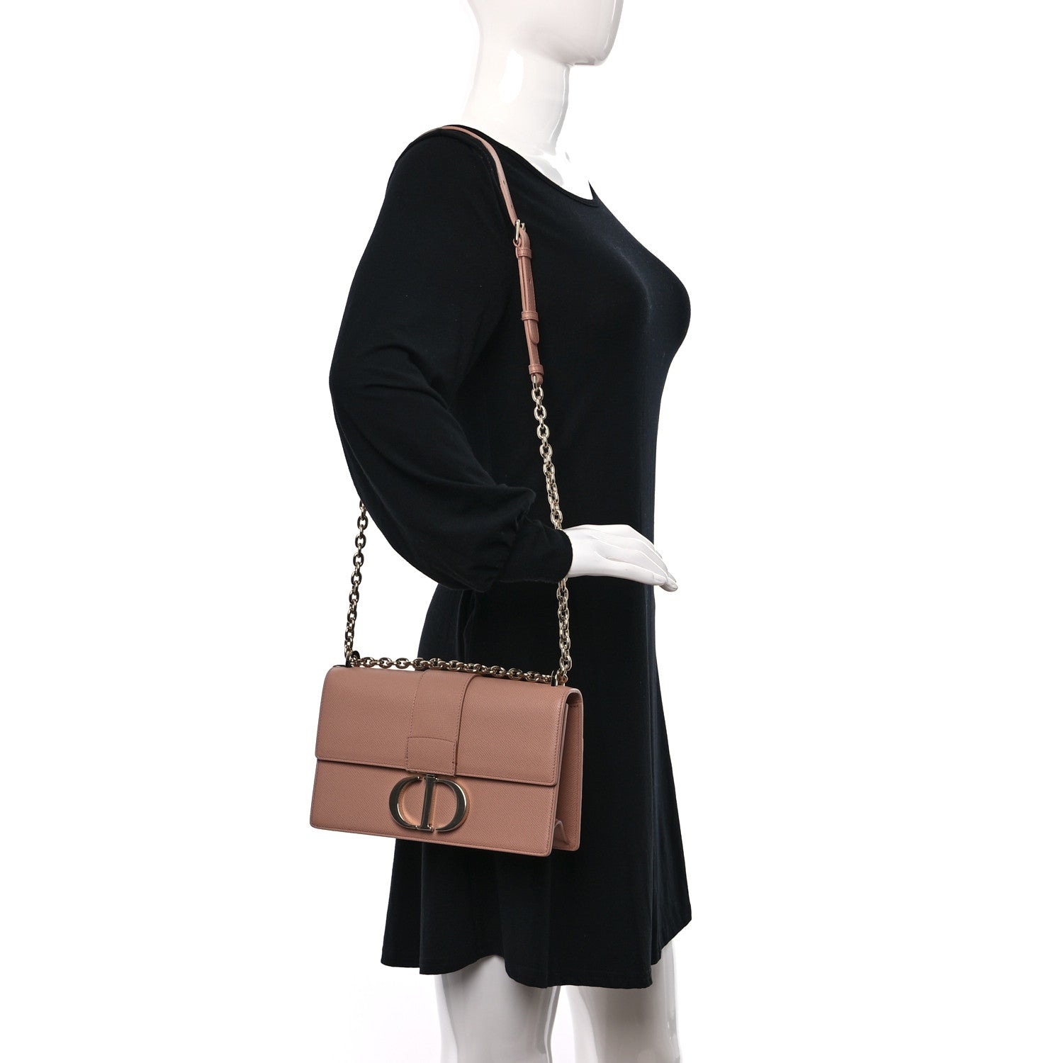 Christian Dior Grained Calfskin 30 Montaigne East West Chain Flap Bag Blush 2 of 13