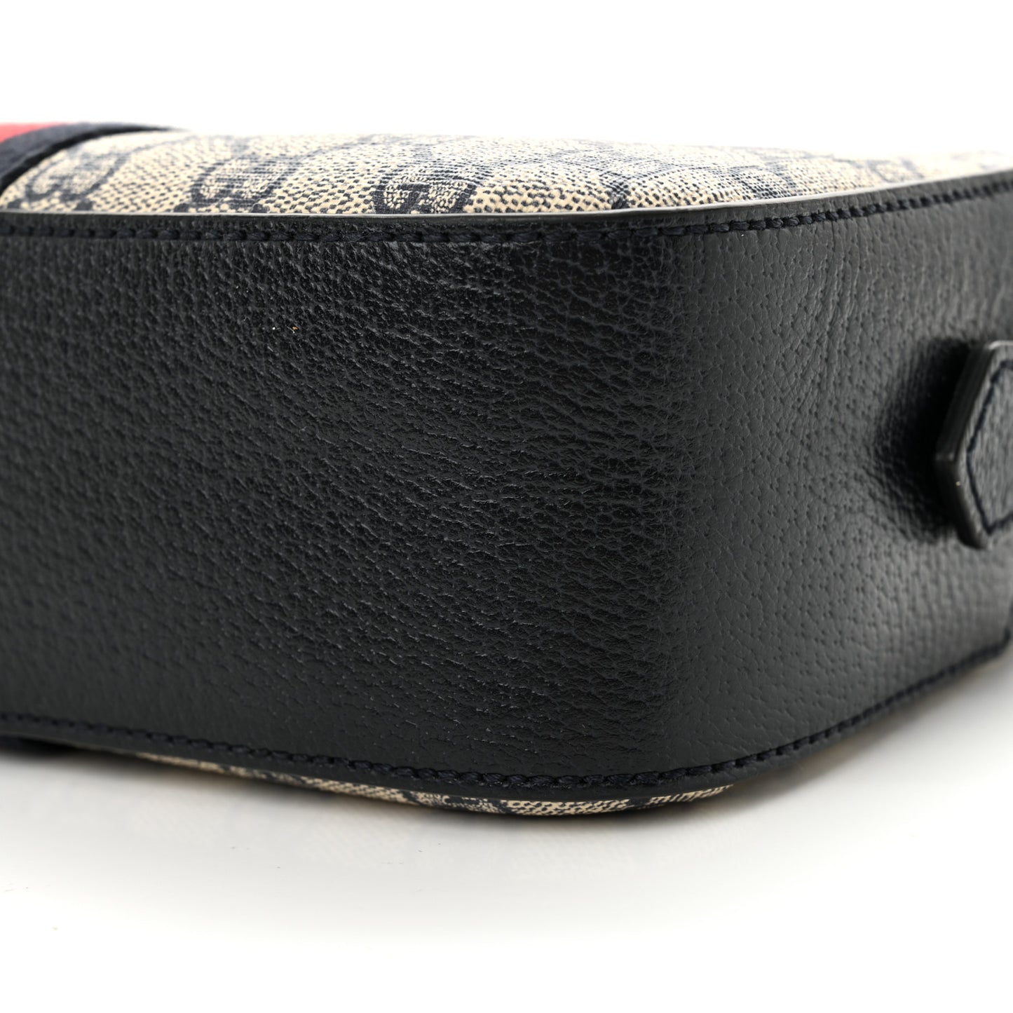GG Supreme Monogram Textured Dollar Calfskin Web Small Ophidia Camera Bag Beige Blue