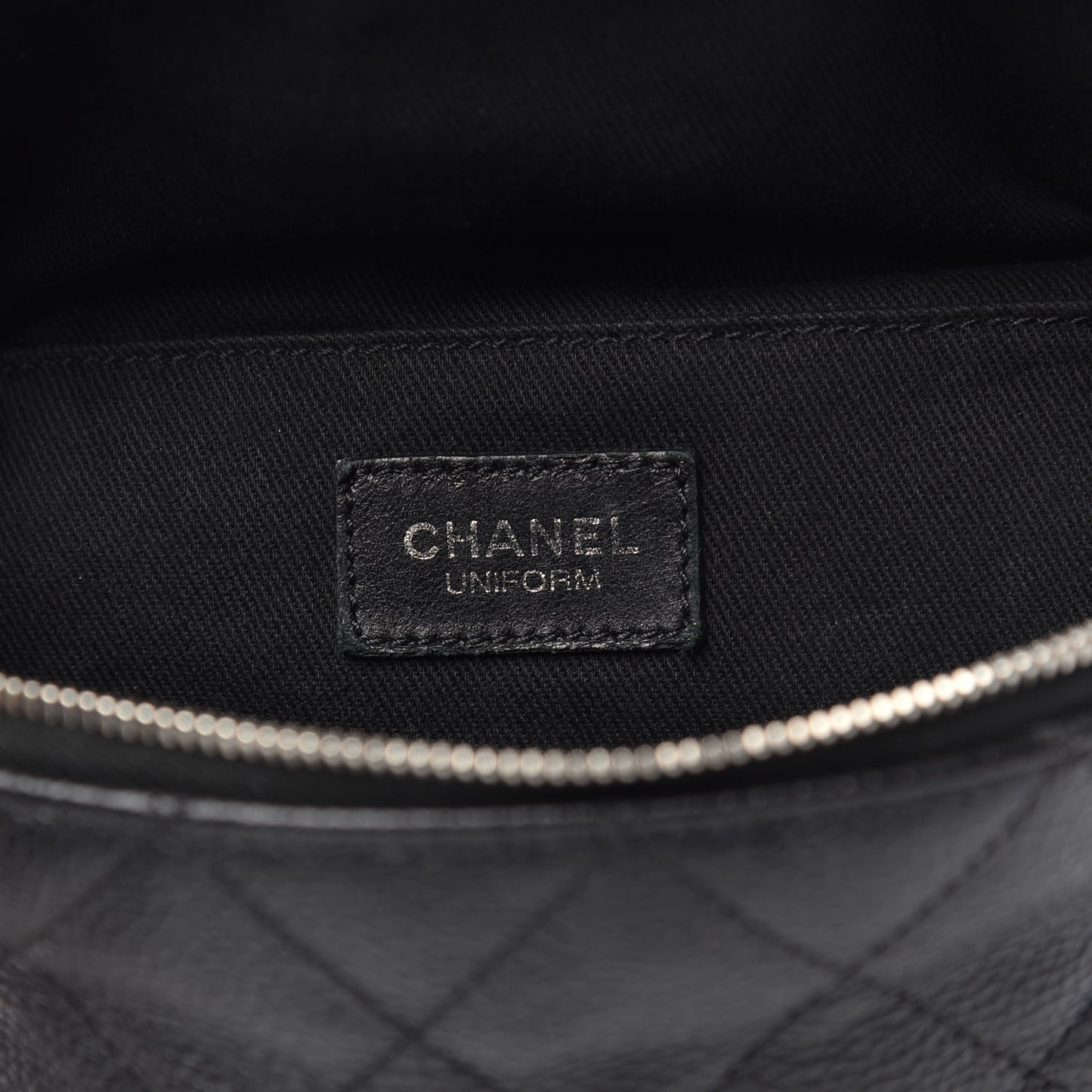 Grained Calfskin Quilted Waist Belt Bag Black
