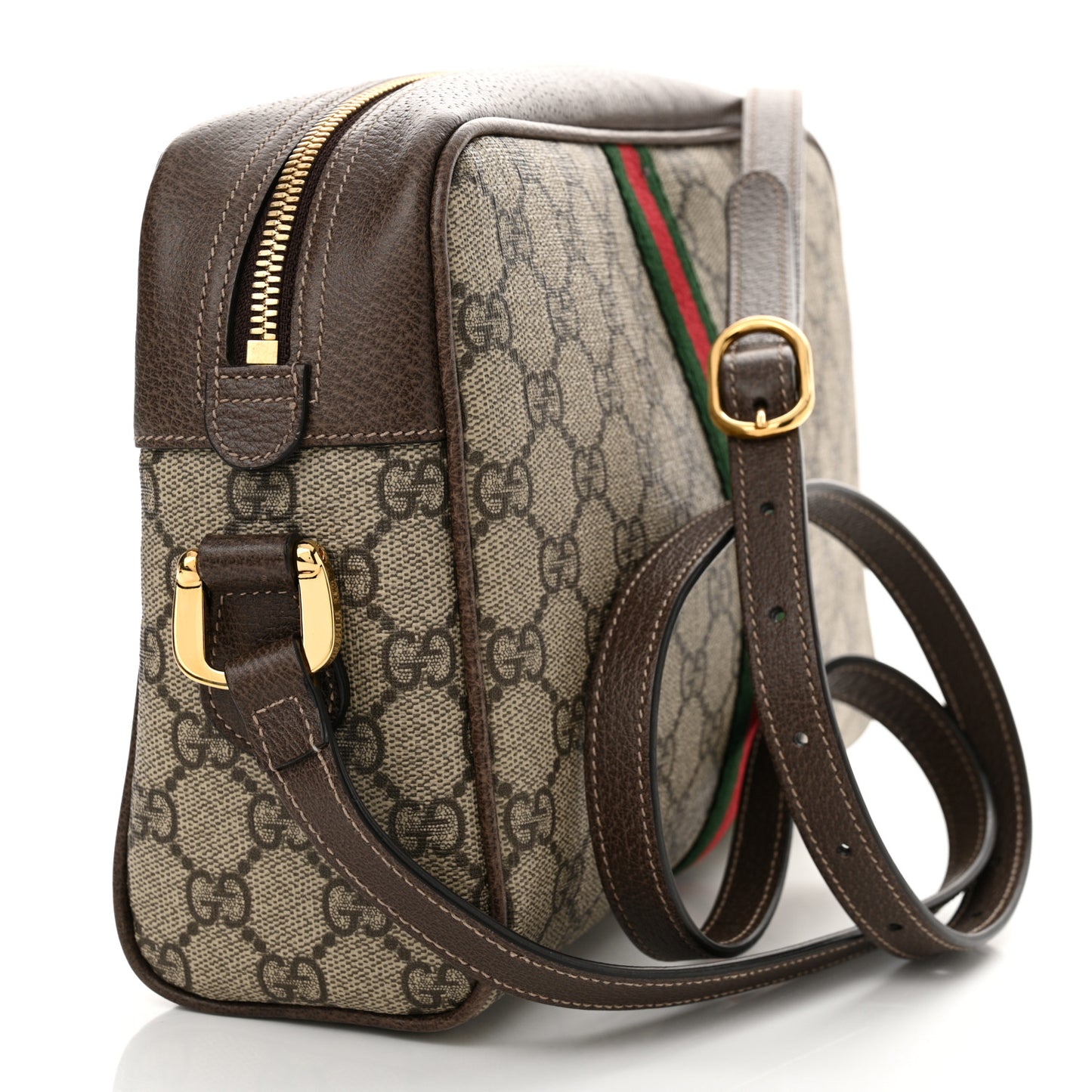 GG Supreme Monogram Web Small Ophidia Shoulder Bag Brown