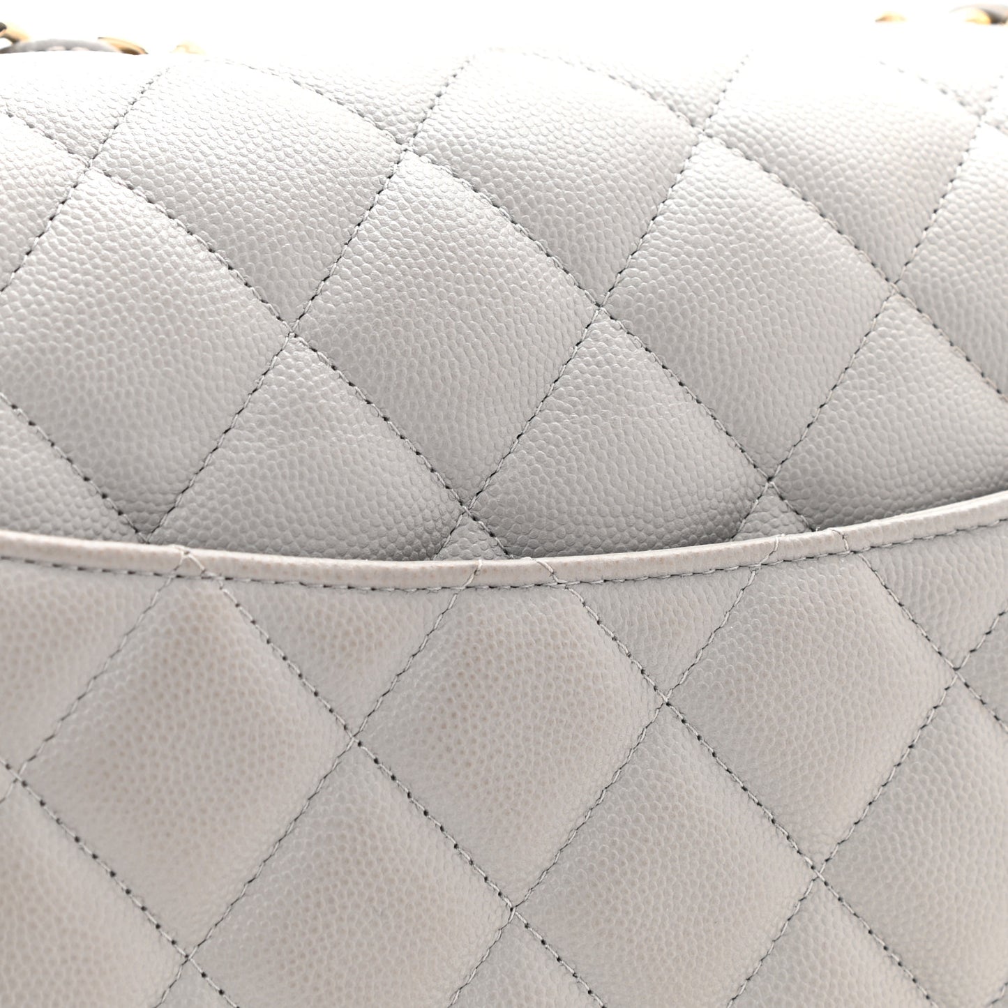 Caviar Quilted Jumbo Double Flap Grey