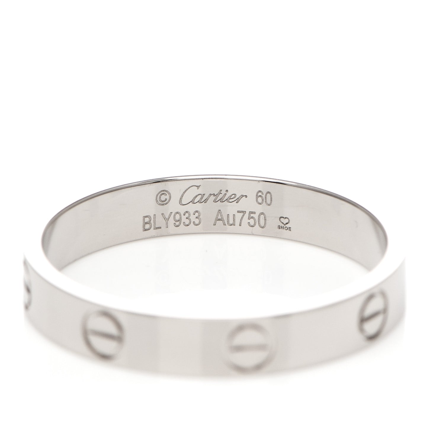 18K White Gold 3.5mm LOVE Wedding Band Ring 60 9