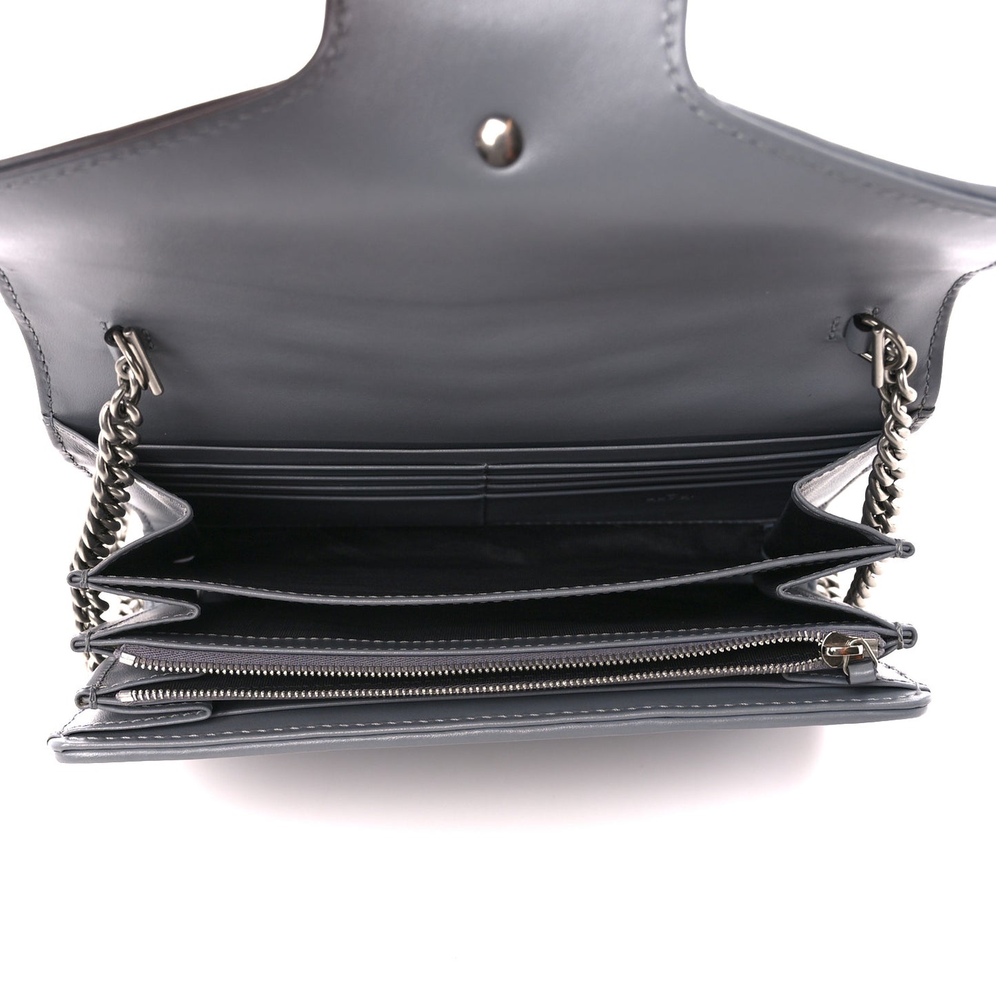 Calfskin Matelasse Aria GG Marmont Chain Wallet Deep Grey