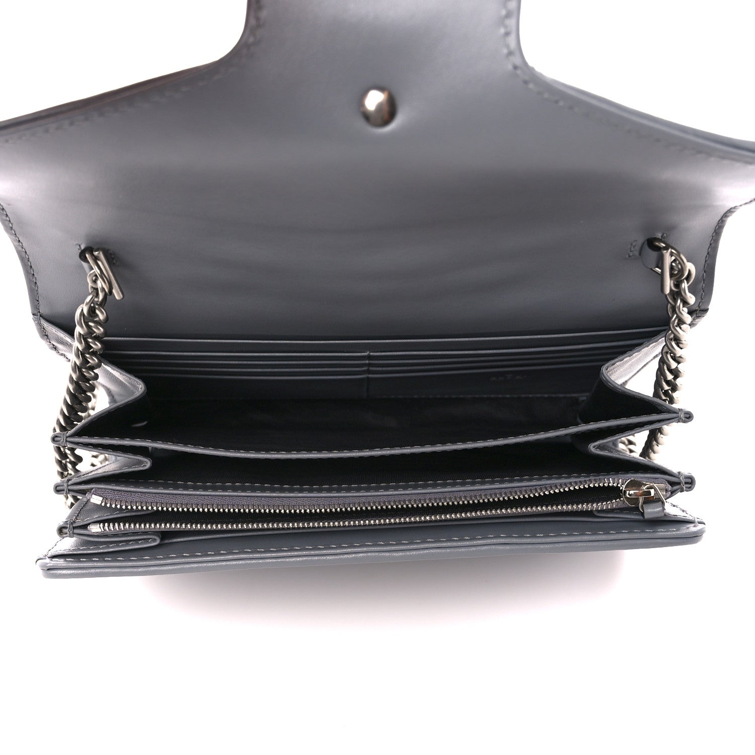Gucci Calfskin Matelasse Aria GG Marmont Chain Wallet Deep Grey 5 of 10