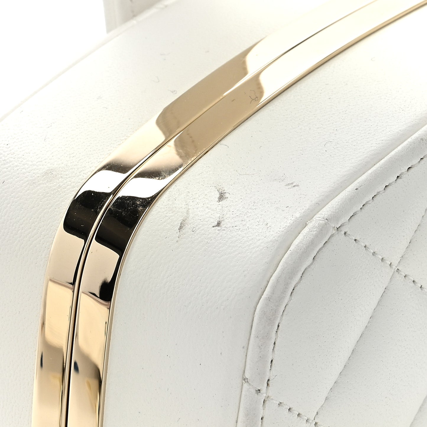 Lambskin Minaudiere Vanity With Handle White