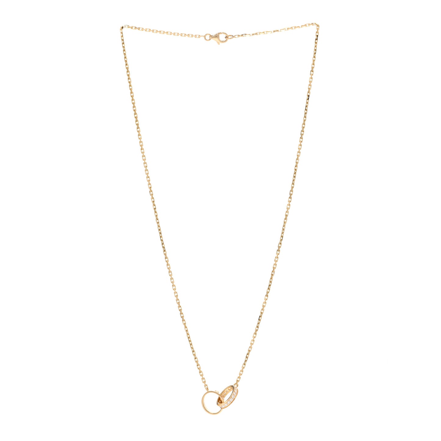 18K Yellow Gold Diamond Interlocking LOVE Necklace