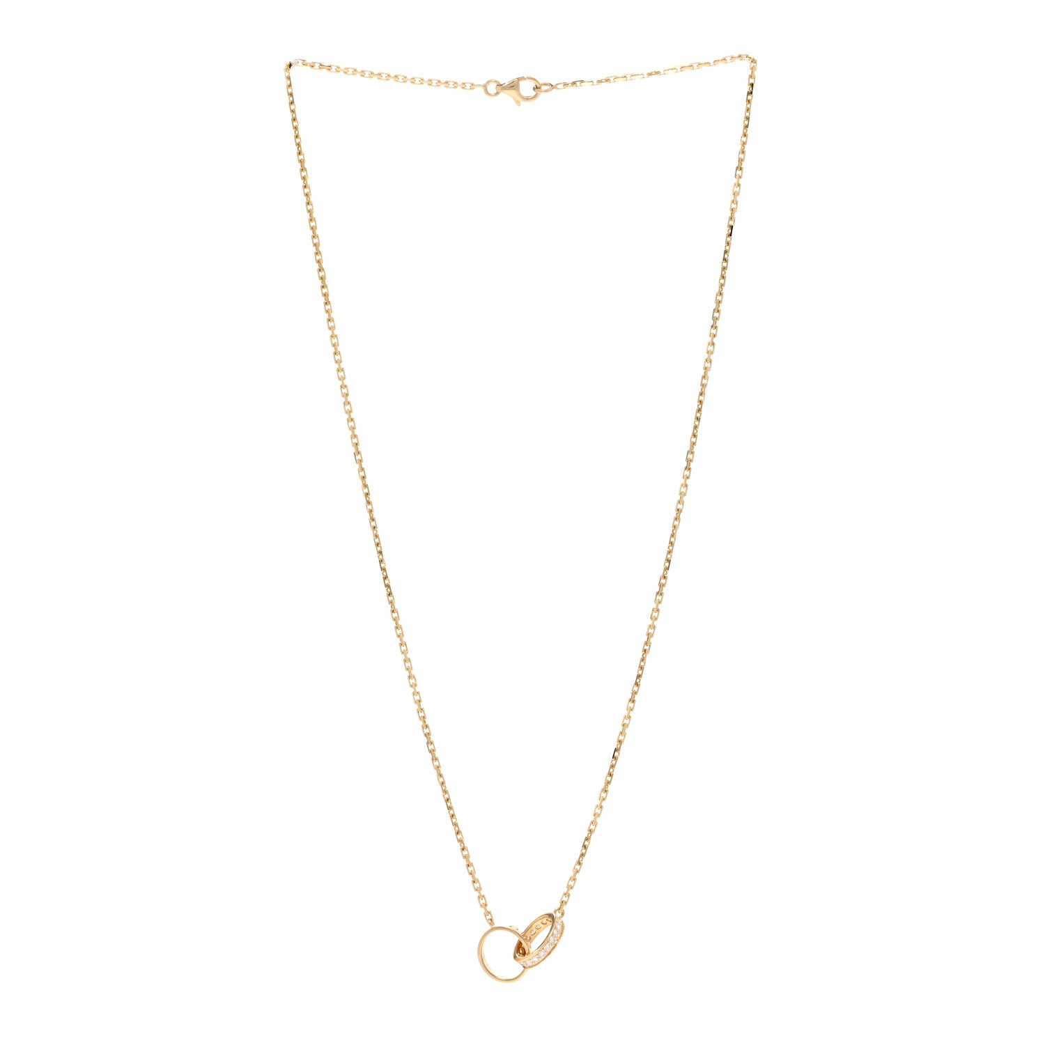 Cartier 18K Yellow Gold Diamond Interlocking LOVE Necklace 3 of 6