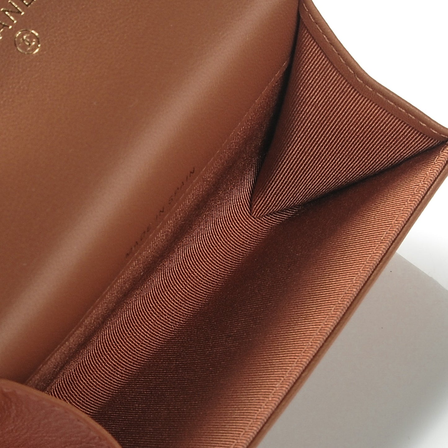 Lambskin Quilted Card Holder Camel