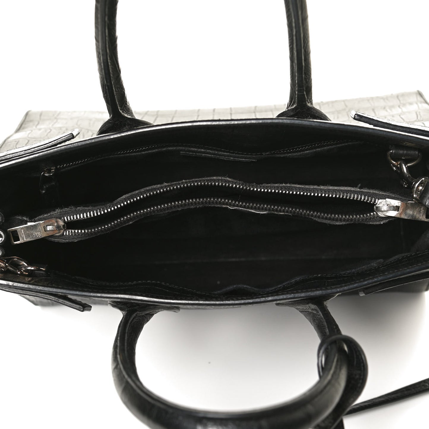 Calfskin Crocodile Embossed Small Sac de Jour Black