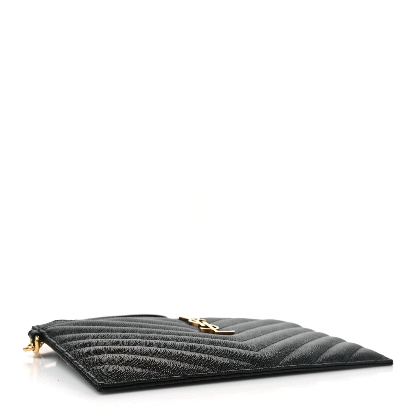 Grain De Poudre Chevron Monogram Large Bill Pouch Black