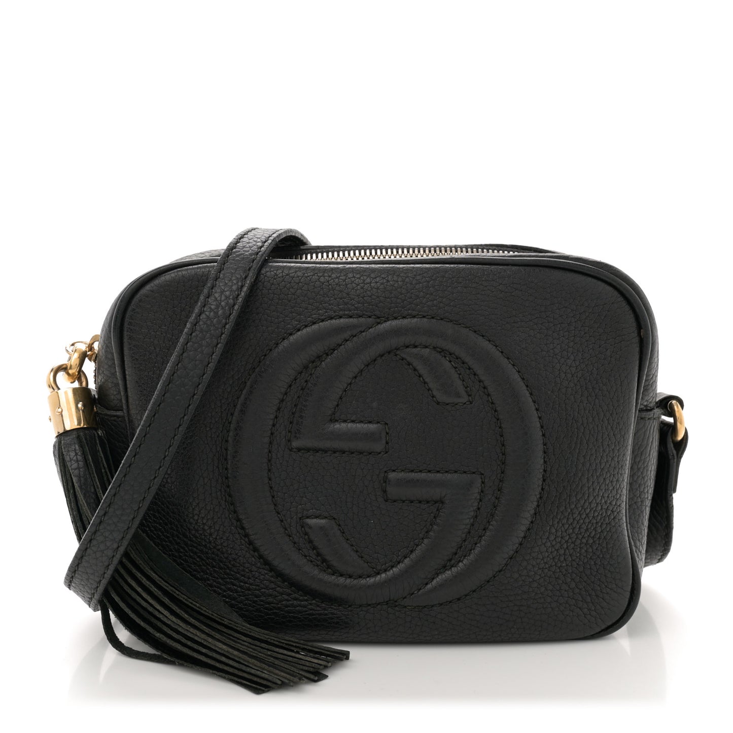 Pebbled Calfskin Small Soho Disco Bag Black