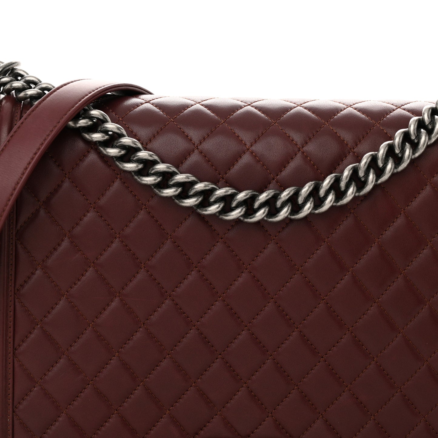 Lambskin Quilted Large Boy Flap Dark Red