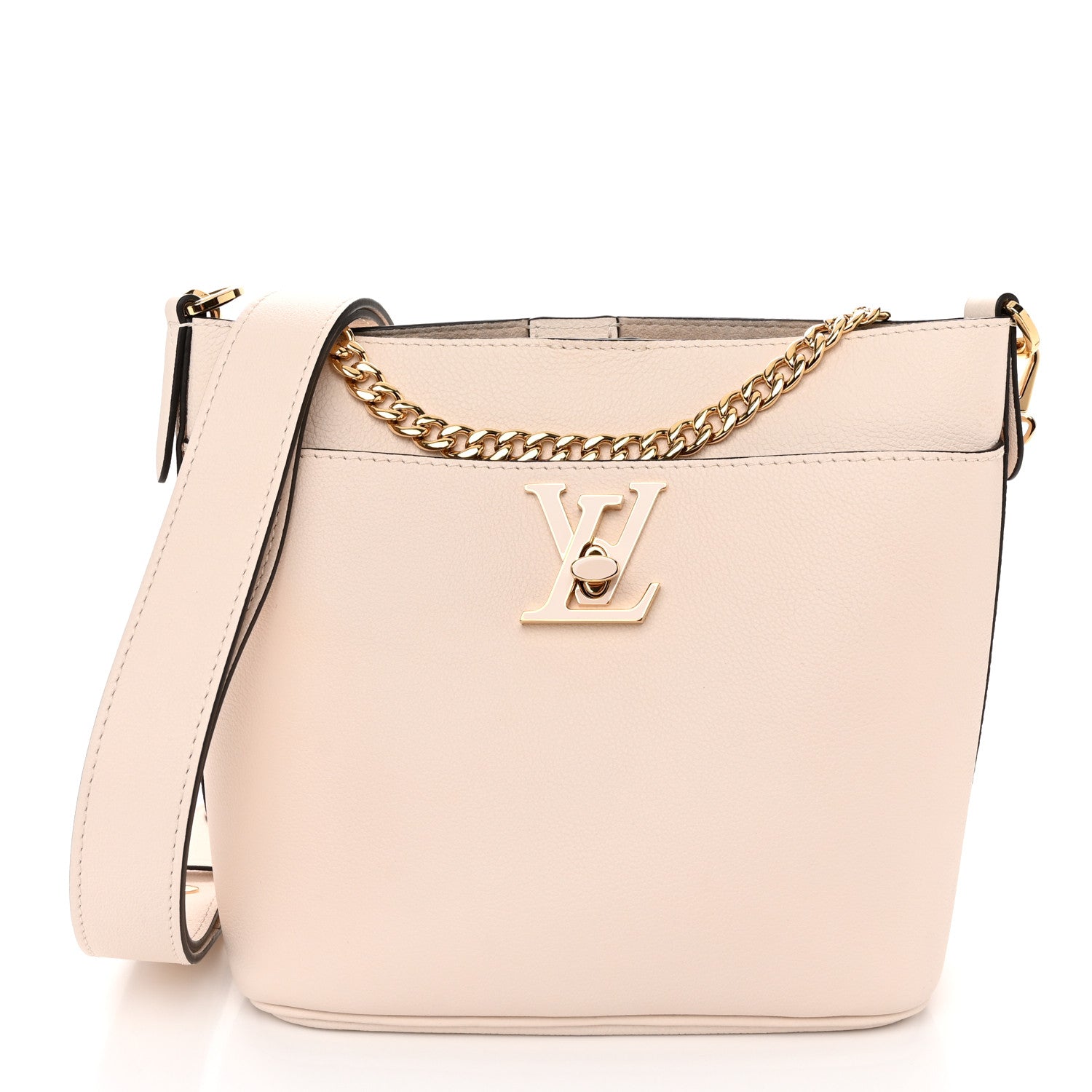 Louis Vuitton Grained Calfskin Lock and Walk Bucket Quartz 1 of 10