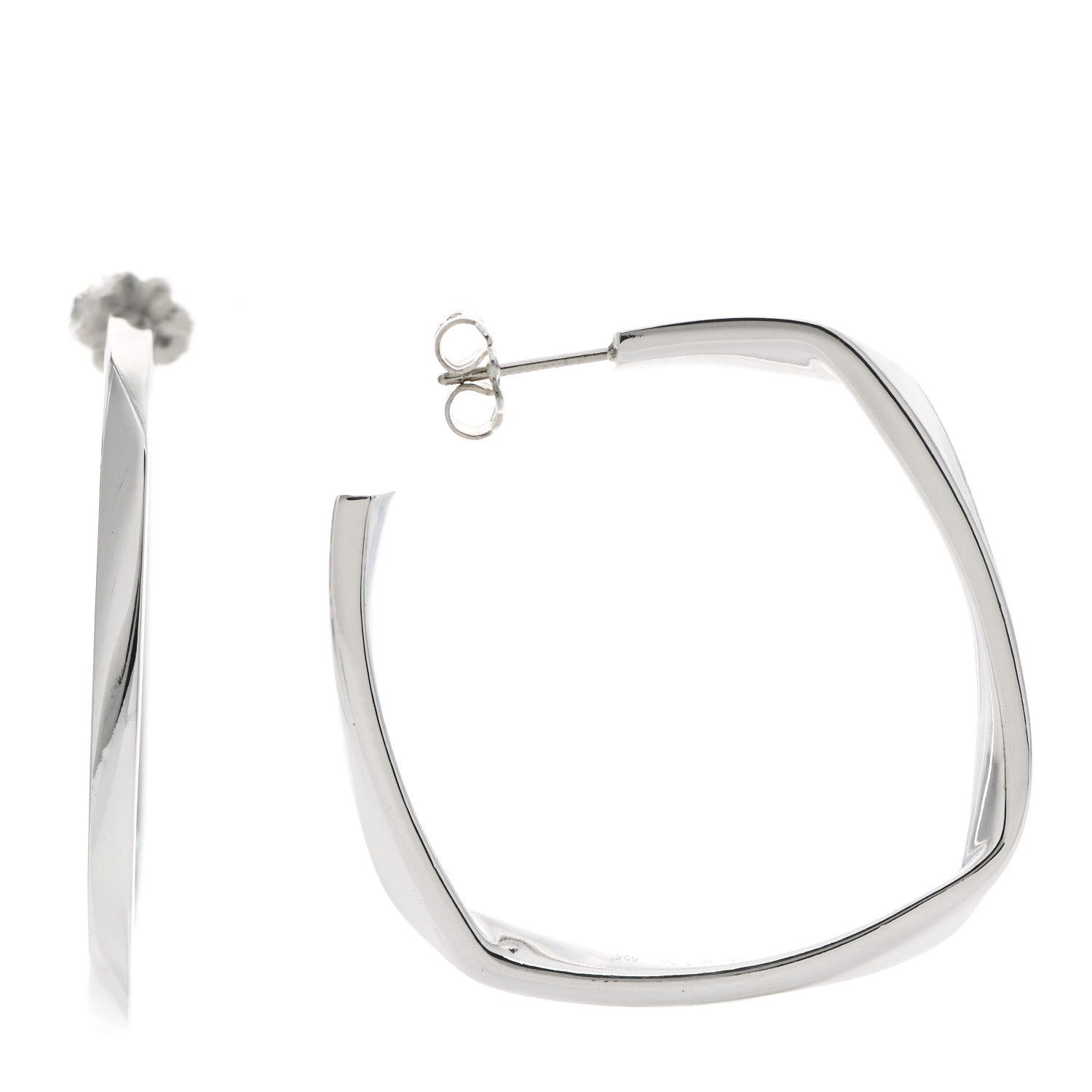 Tiffany Sterling Silver Frank Gehry Torque Square Hoop Earrings