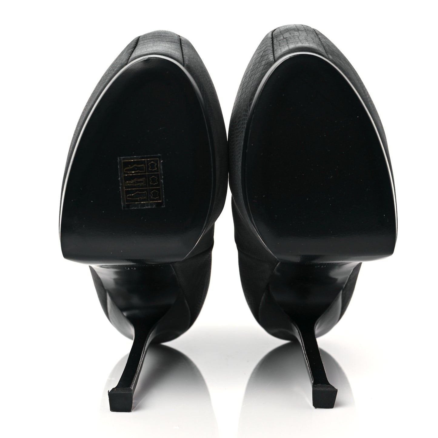 Calfskin Lizard Embossed Tribtoo 105 Platform Booties 38 Black