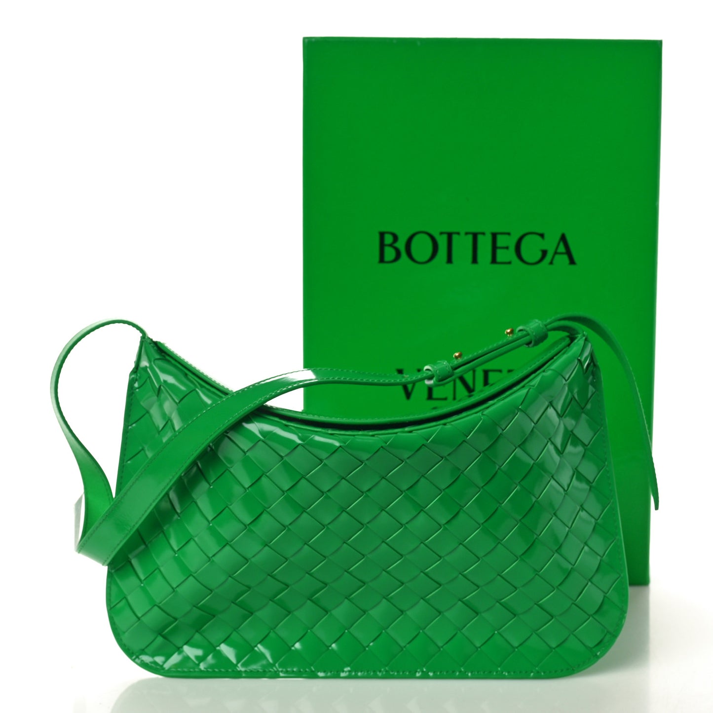 Spazzolato Intrecciato Flap Shoulder Bag Parakeet